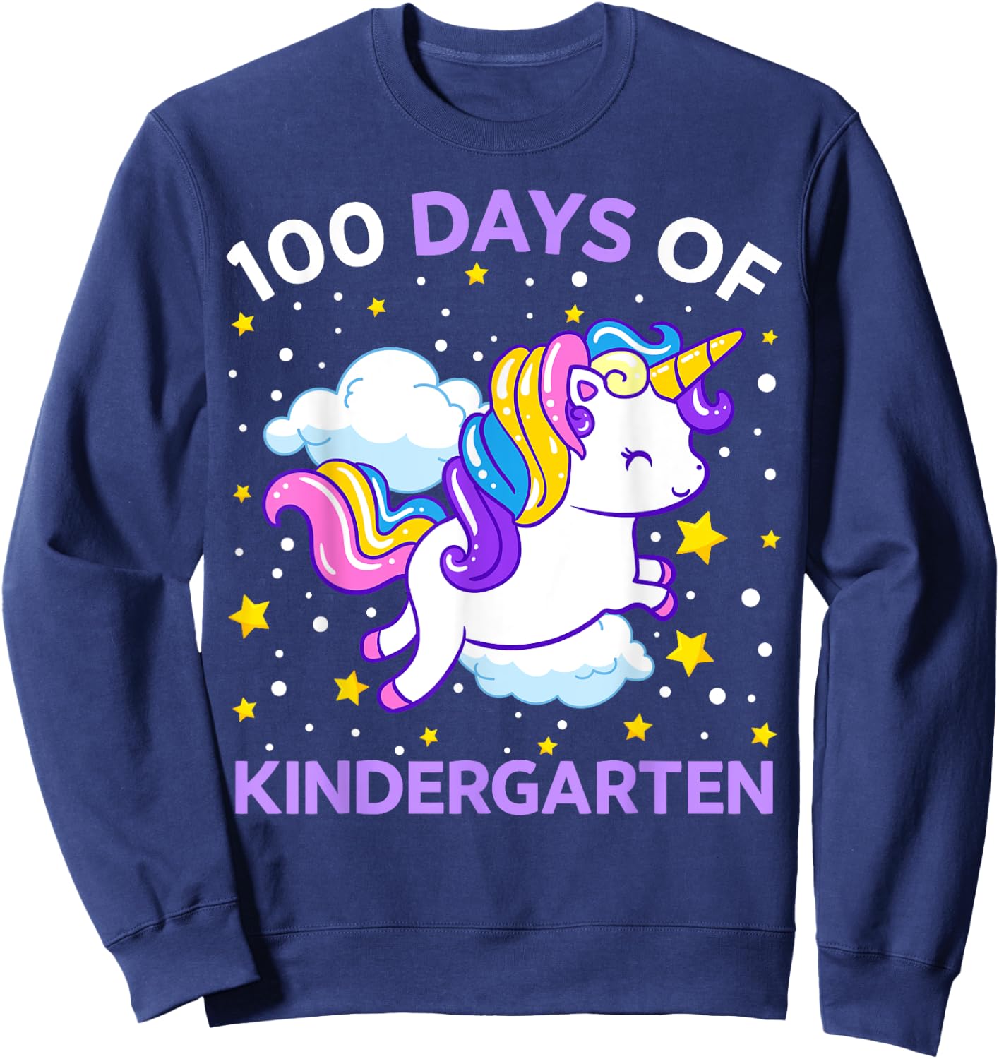 100 Days of Kindergarten Unicorn Girls 100 Days of School Sweatshirt - Sweatshirt | Navy