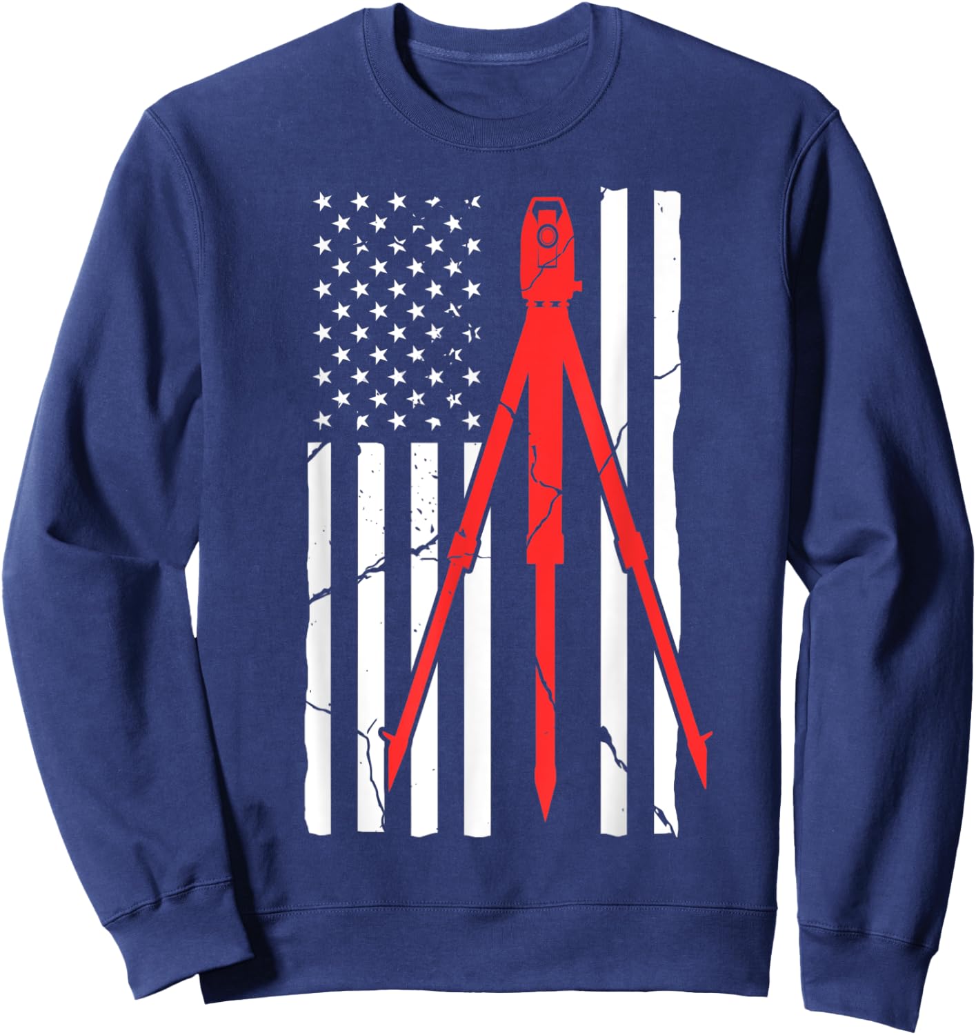 Land Surveying Flag Equipment Funny Surveyor Gifts Sweatshirt - Sweatshirt | Navy