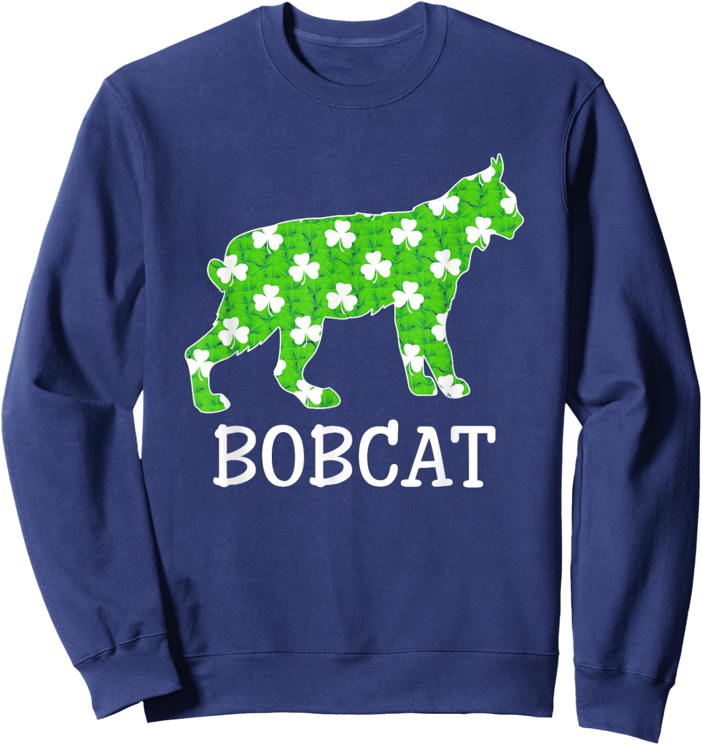 Irish St. Patrick's Day Costume Shamrock Bobcat Sweatshirt - Sweatshirt | Navy
