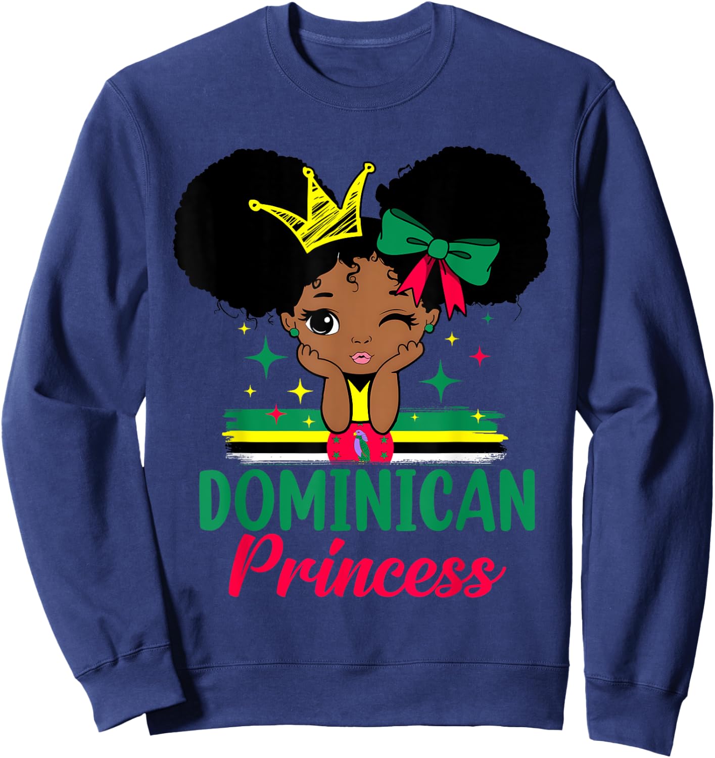 Dominician Princess Dominica Girl Melanin Dominician Flag Sweatshirt - Sweatshirt | Navy
