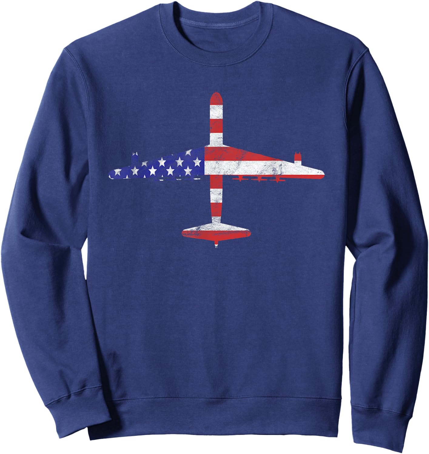 B-36 Peacemaker Cold War Bomber Airplane American Flag Men Sweatshirt - Sweatshirt | Navy