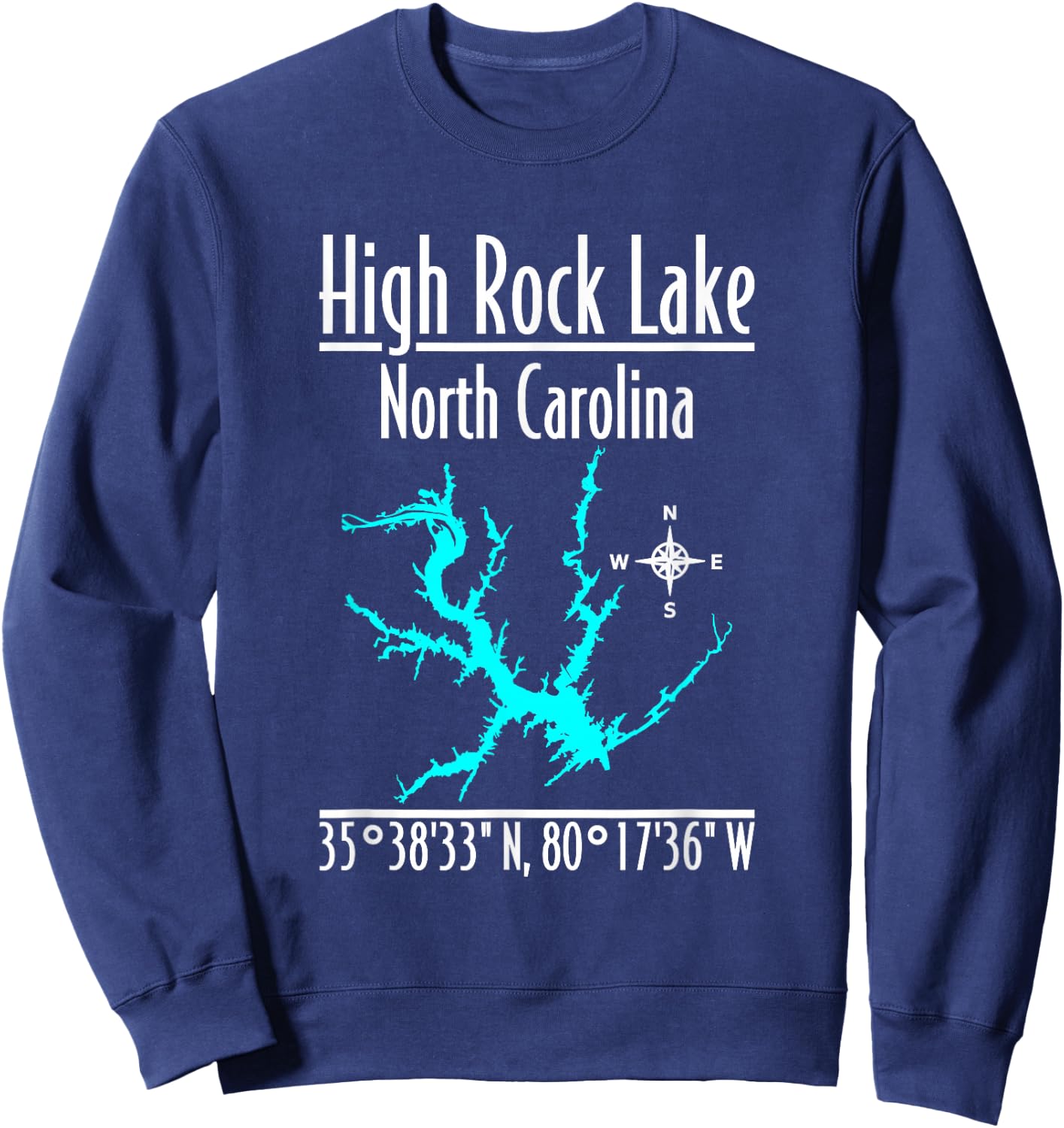 Modern High Rock Lake - North Carolina Sweatshirt - Sweatshirt | Navy