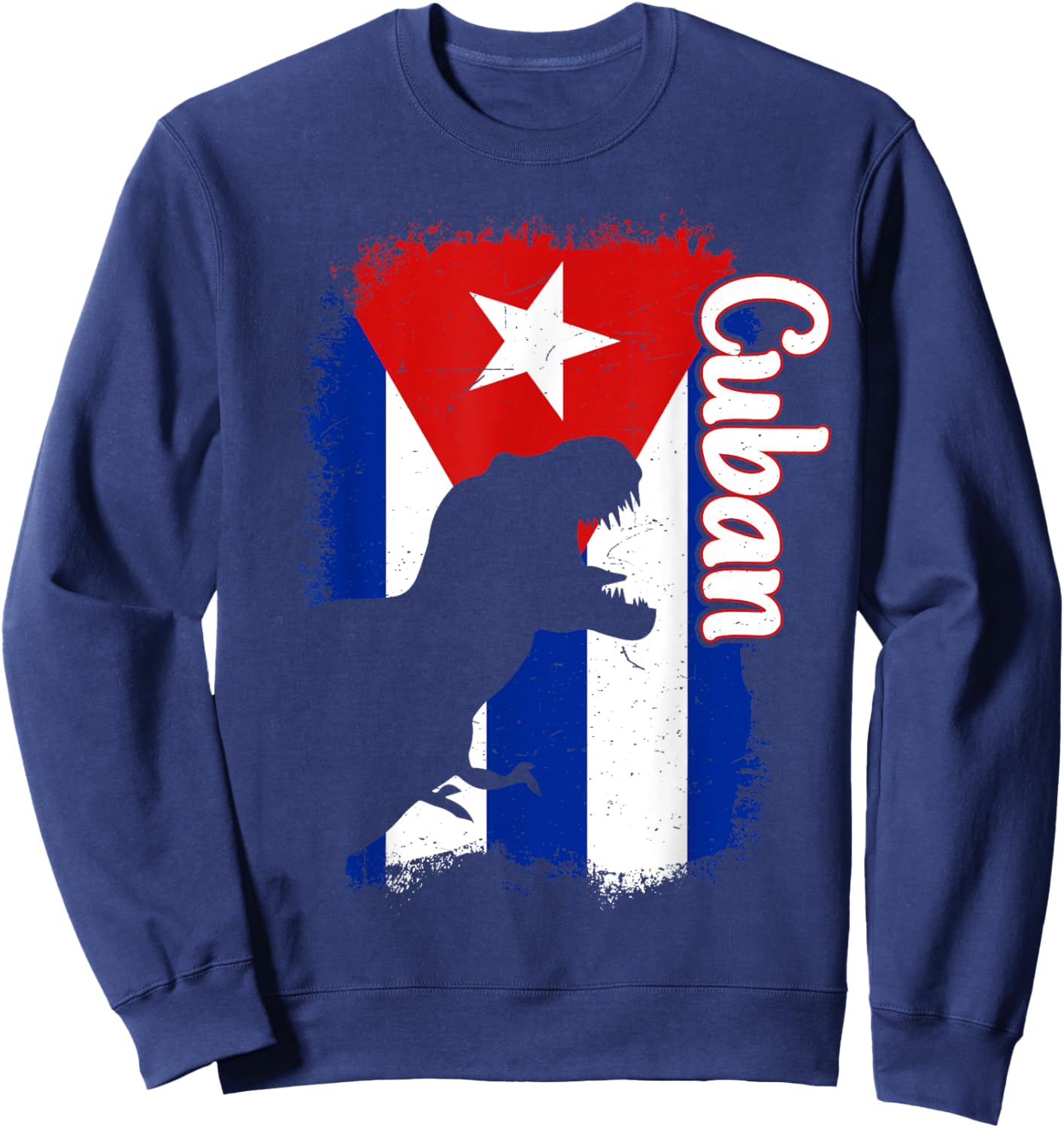 Boys Cubanita Cuba Flag Cuban Dino Kids Hispanic Heritage Sweatshirt - Sweatshirt | Navy
