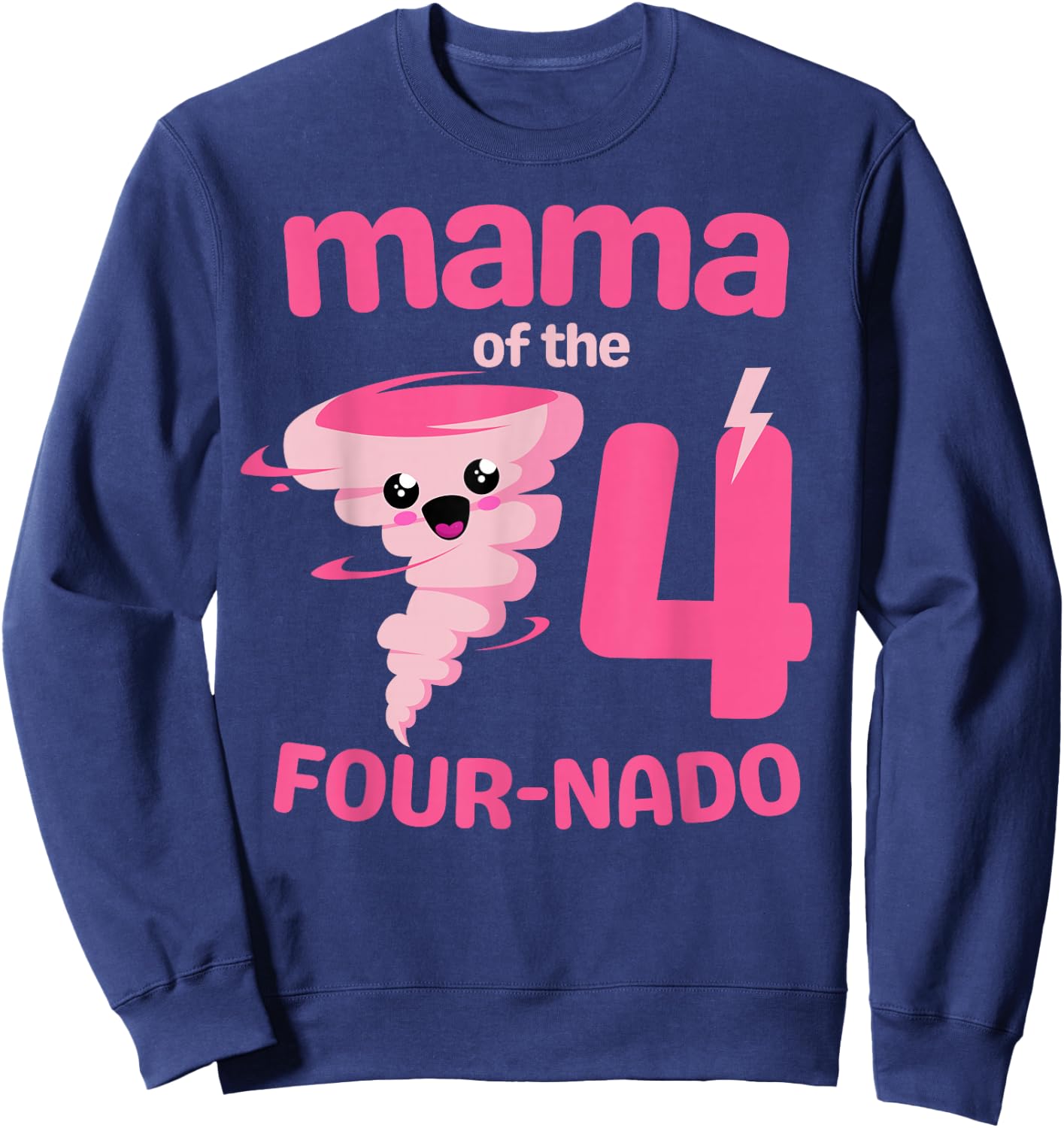 Mama of the Four-nado Tornado Theme 4th Birthday Party Kids Sweatshirt - Sweatshirt | Navy