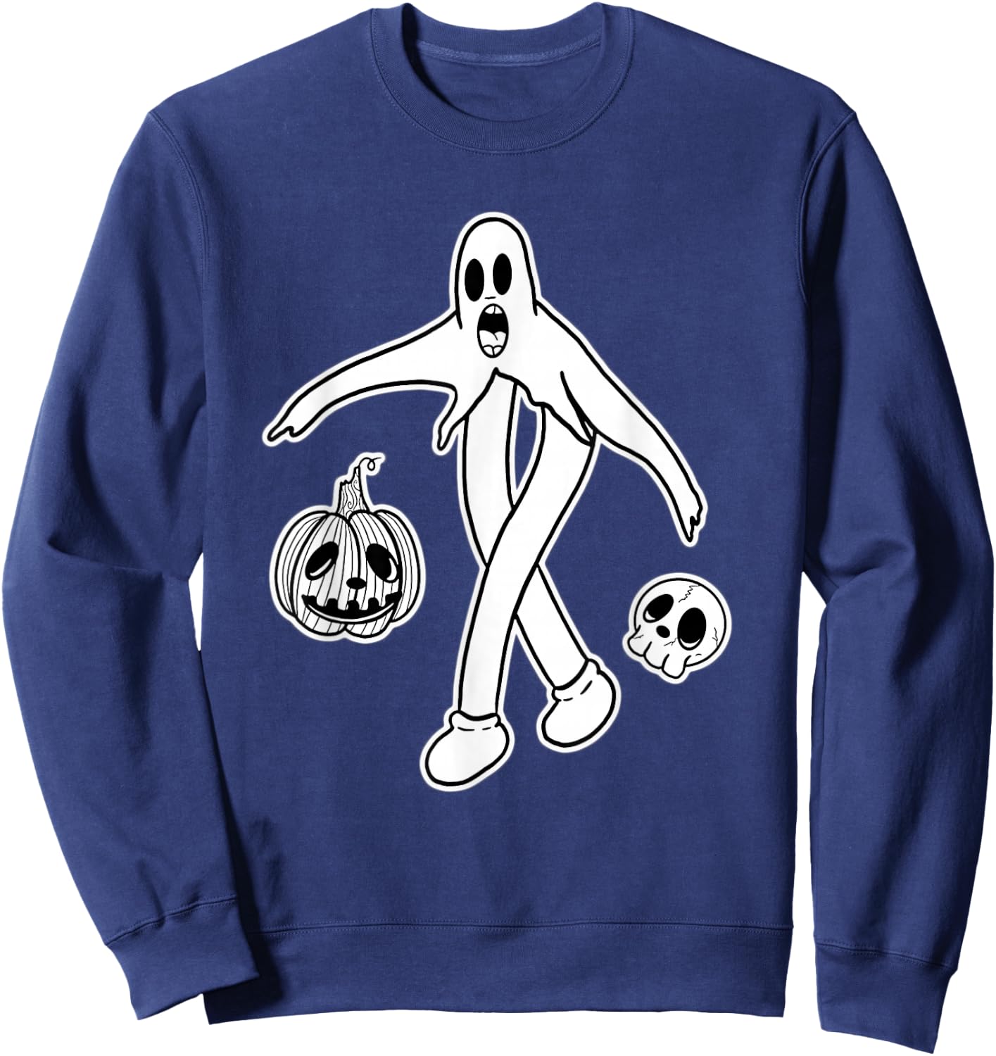Koko the Clown Ghost Skull Jack-o-Lantern Pumpkin Sweatshirt - Sweatshirt | Navy