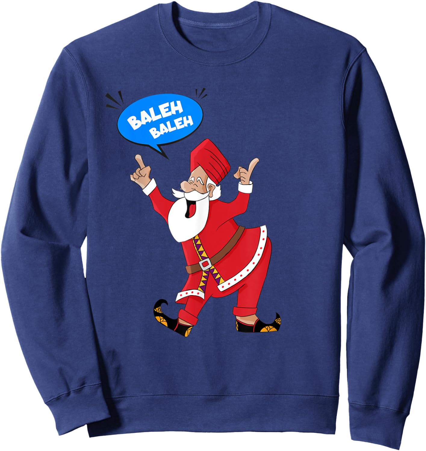 Funny Men's Punjabi Indian Bhangra Dancing Santa Singh Sweatshirt - Sweatshirt | Navy