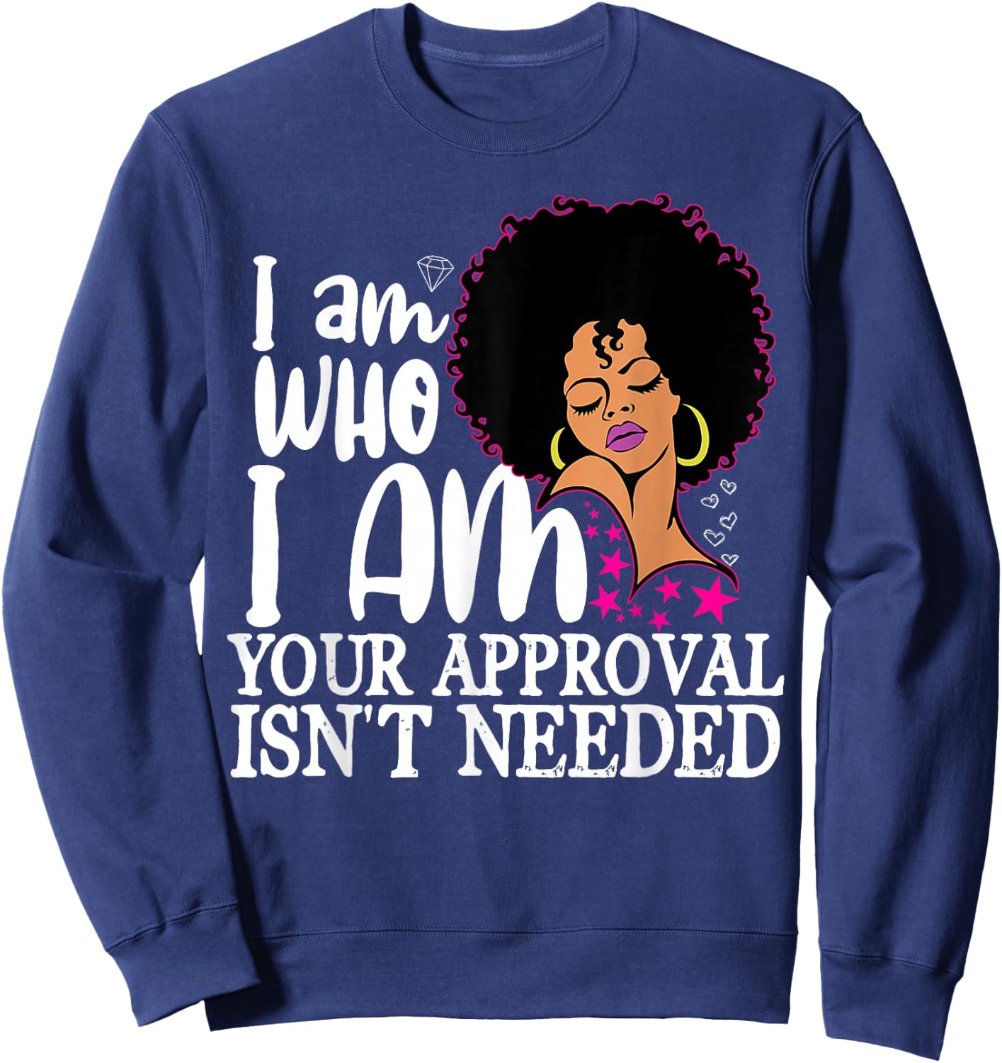 Black Queen Gifts Curly Natural Afro African American Women Small Sweatshirt - Sweatshirt | Navy