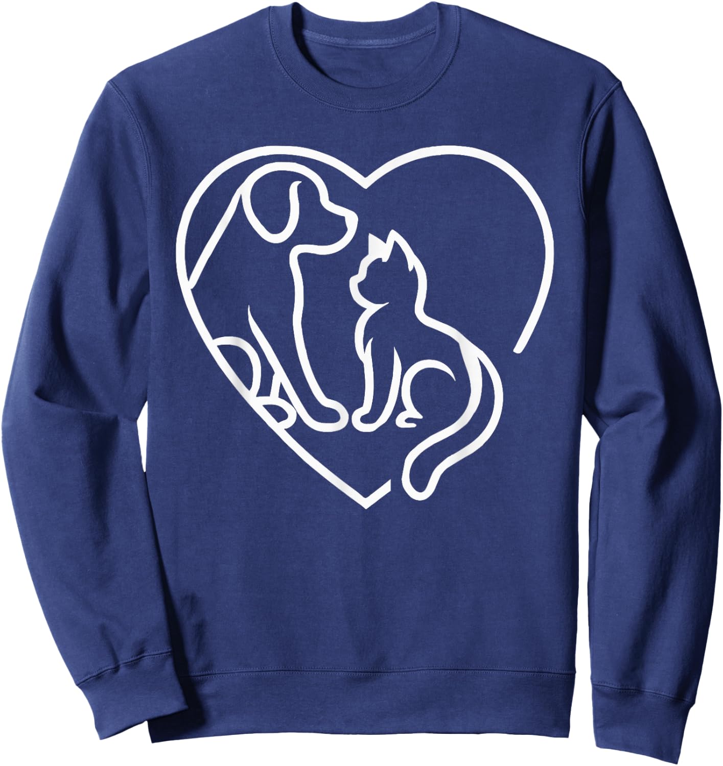 Dog Puppy and Baby Cat Heart - Animal Dog & Cat Heart Sweatshirt - Sweatshirt | Navy