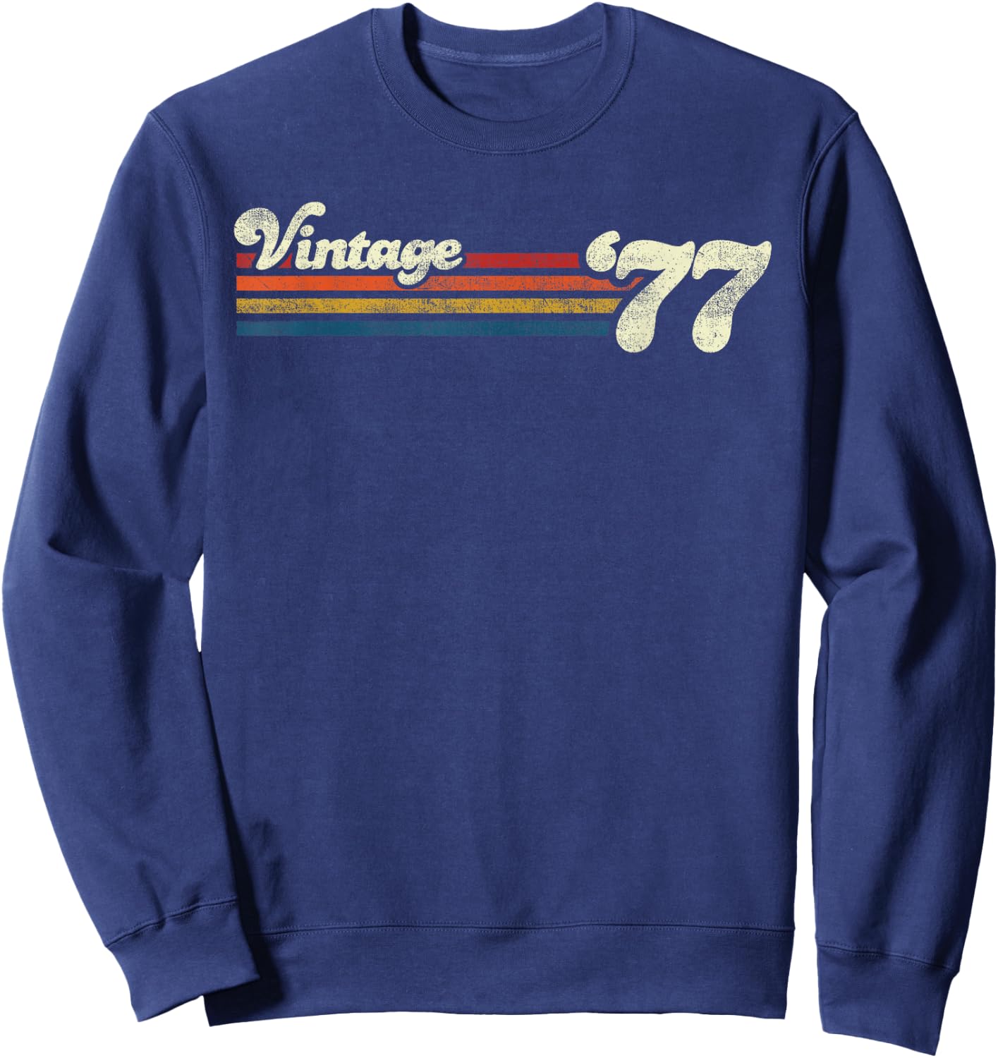 Vintage 1977 Chest Stripe Birthday Sweatshirt - Sweatshirt | Navy