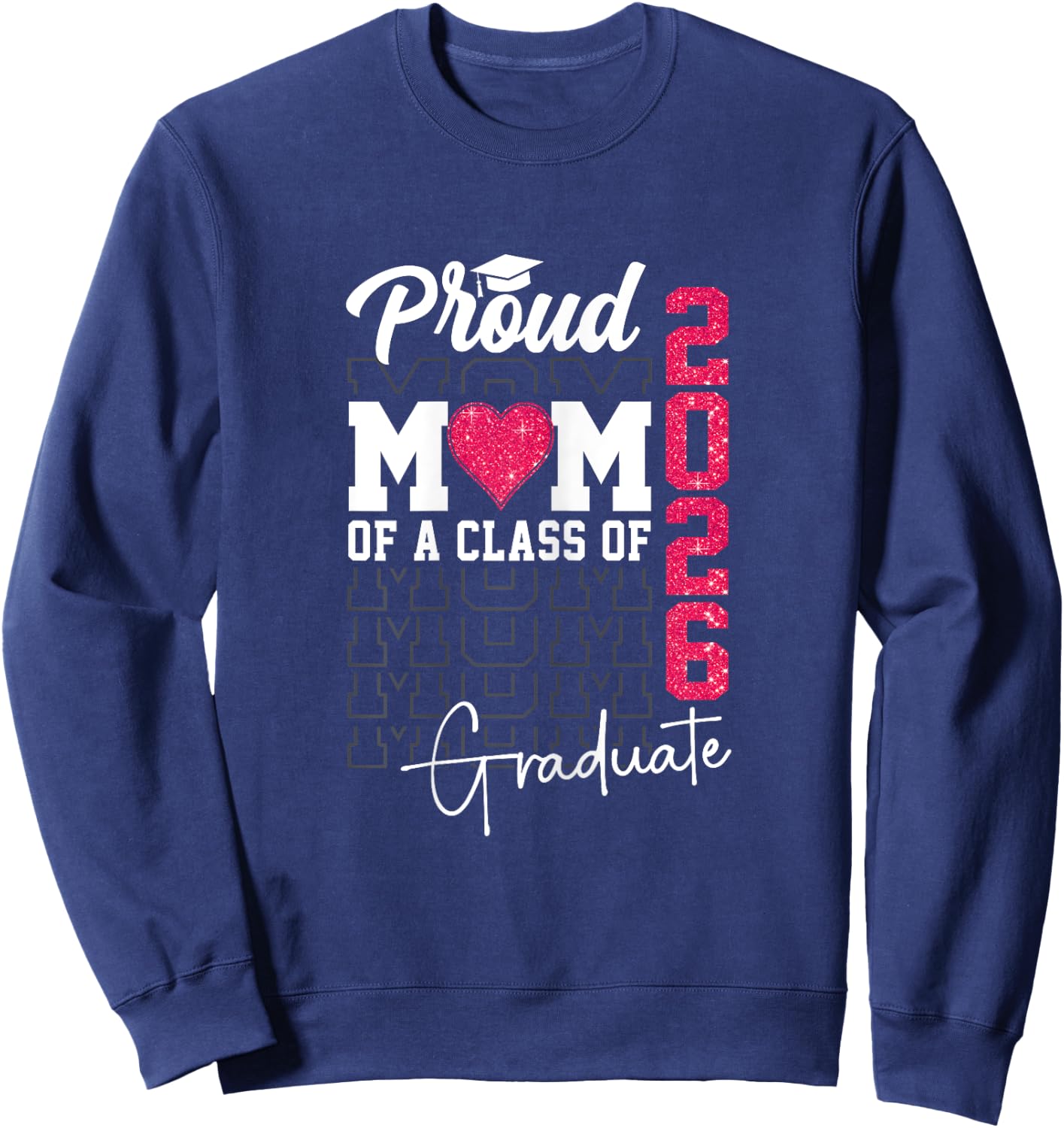 Proud Mom of a Class of 2026 Graduate Retro Senior Mom 2026 Sweatshirt - Sweatshirt | Navy
