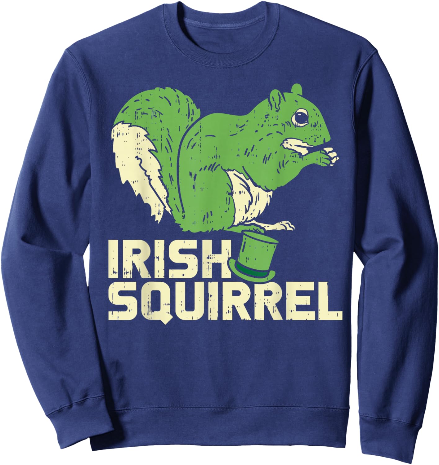 Green Irish Squirrel Cute St Patricks Day Animal Lover Gift Sweatshirt - Sweatshirt | Navy
