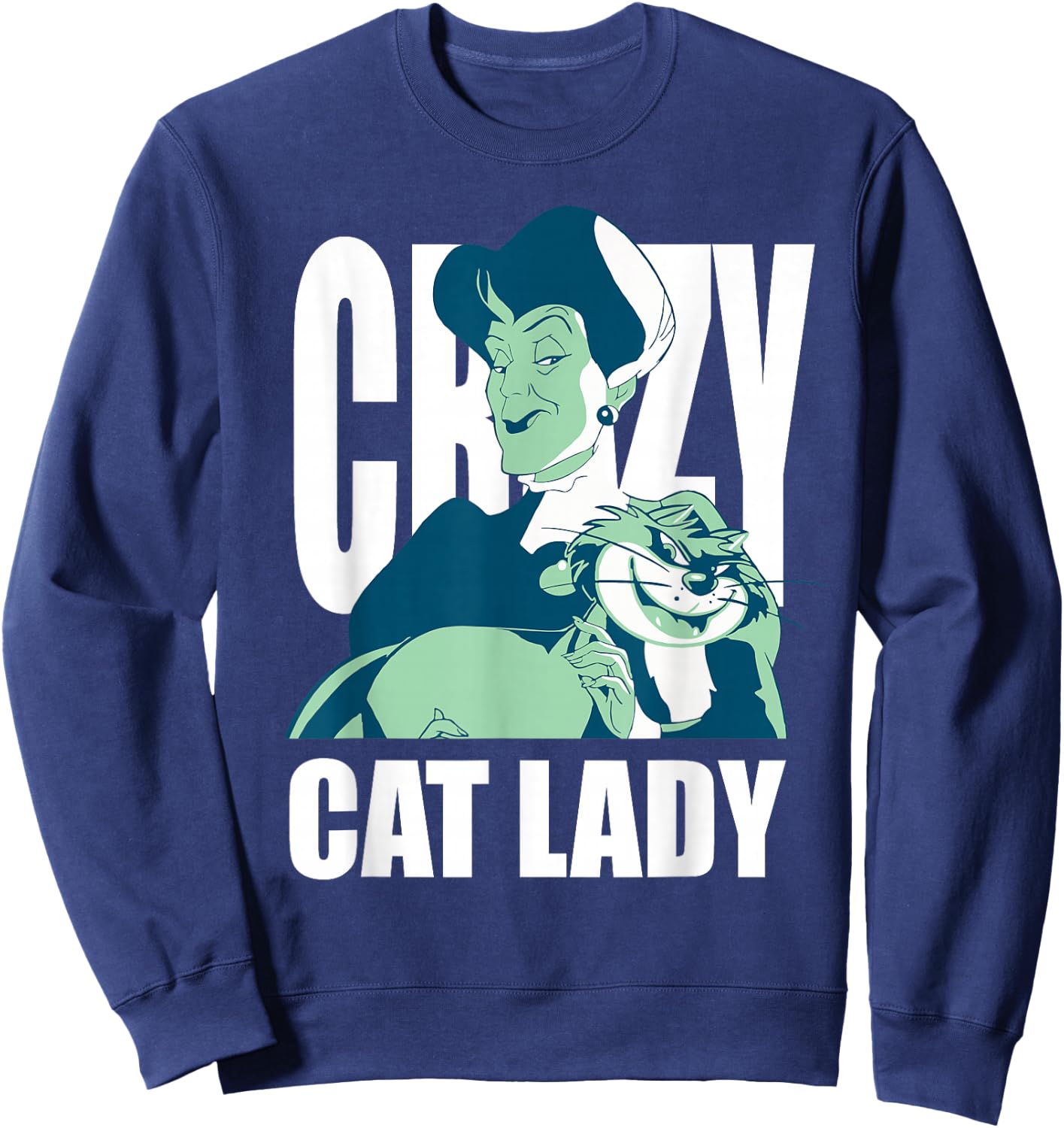 Disney Cinderella Lady Tremaine Lucifer Crazy Cat Lady Sweatshirt - Sweatshirt | Navy