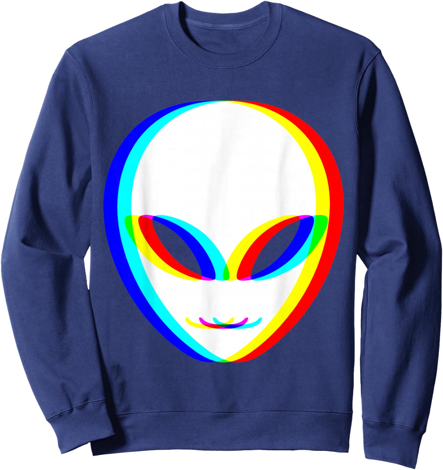 Alien Trippy Vaporwave Halloween Techno Rave EDM Music Party Sweatshirt - Sweatshirt | Navy