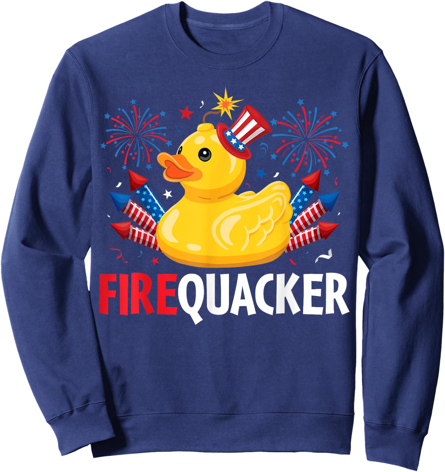 Funny Firecracker Duck 4th of July Sweatshirt - Sweatshirt | Navy