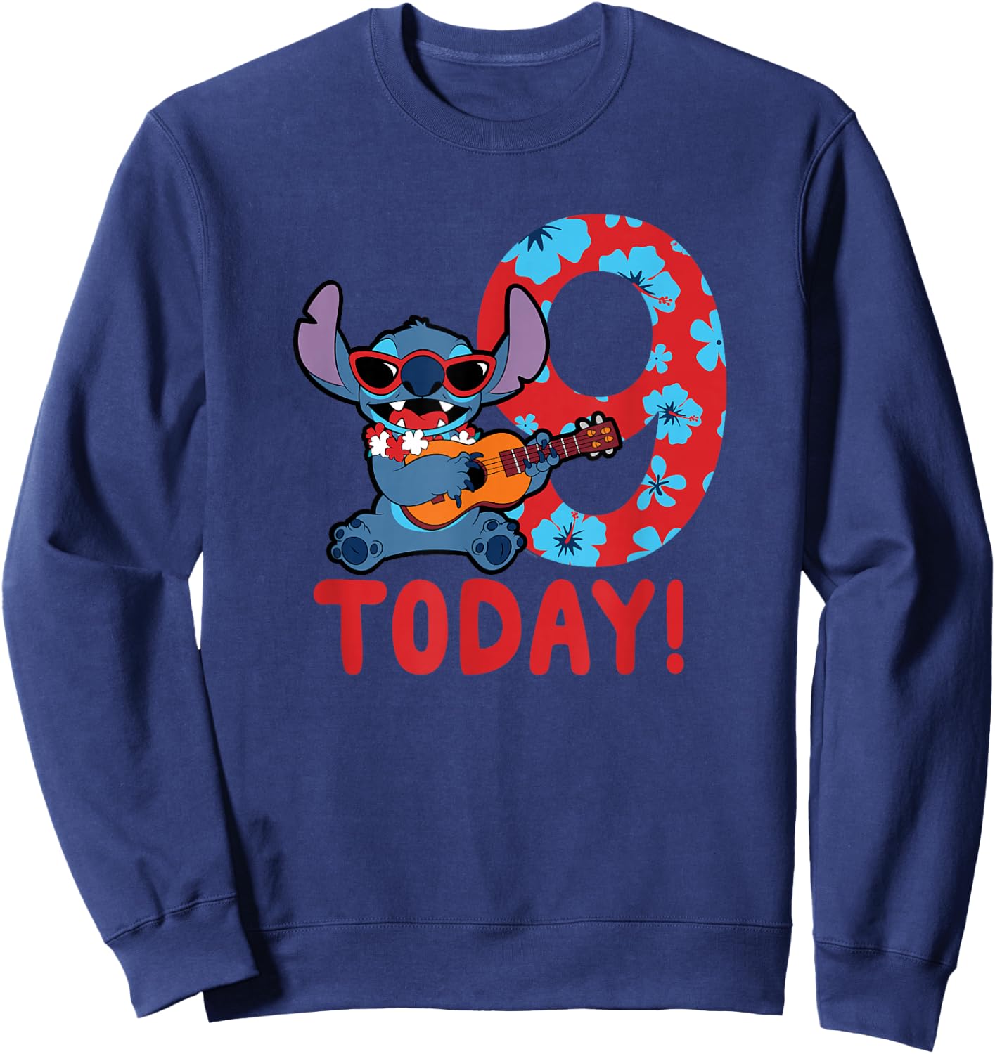 Disney Lilo & Stitch Tropical Birthday 9 Years Old Today Sweatshirt - Sweatshirt | Navy