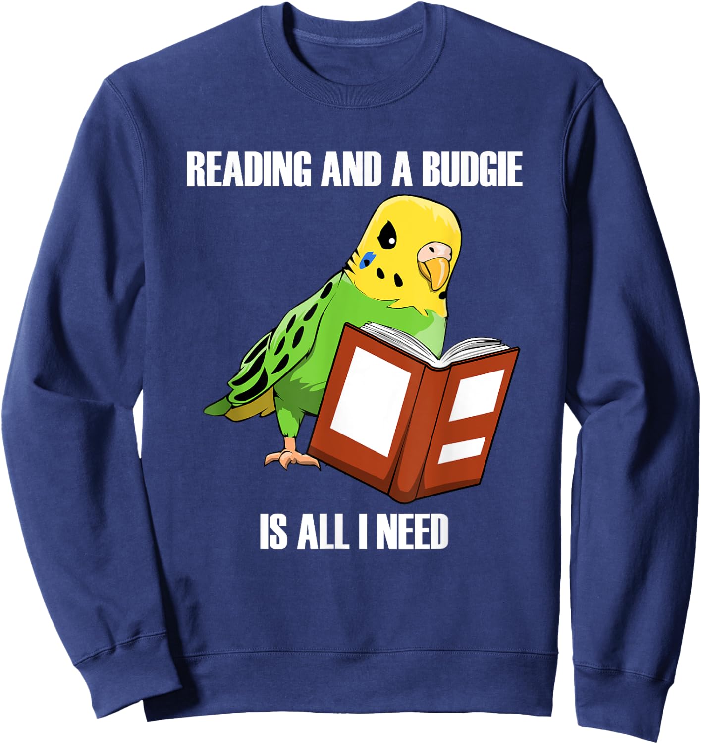 Cute Parakeet Budgie and Reading Books Sweatshirt - Sweatshirt | Navy