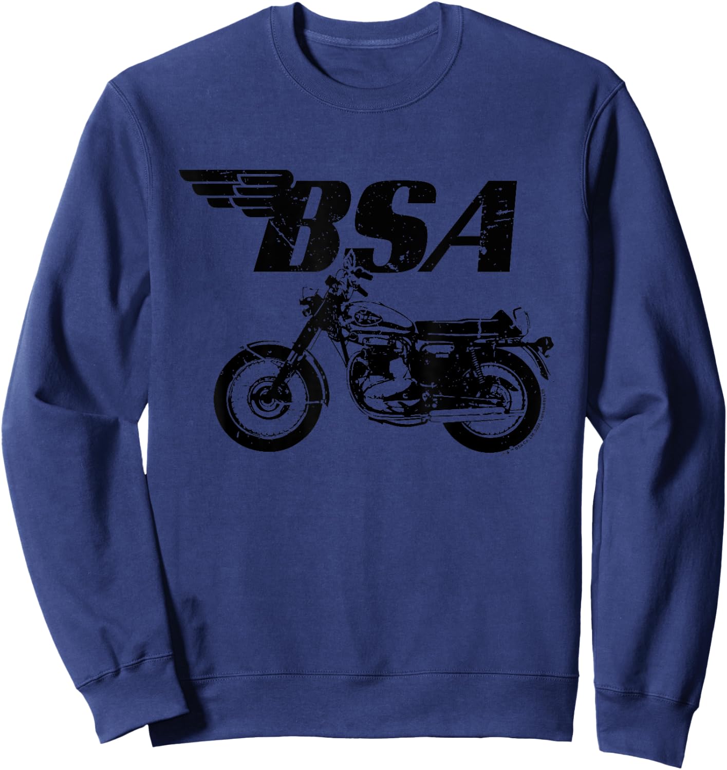 BSA Logo Distressed Thunderbolt Motorcycle Sweatshirt - Sweatshirt | Navy