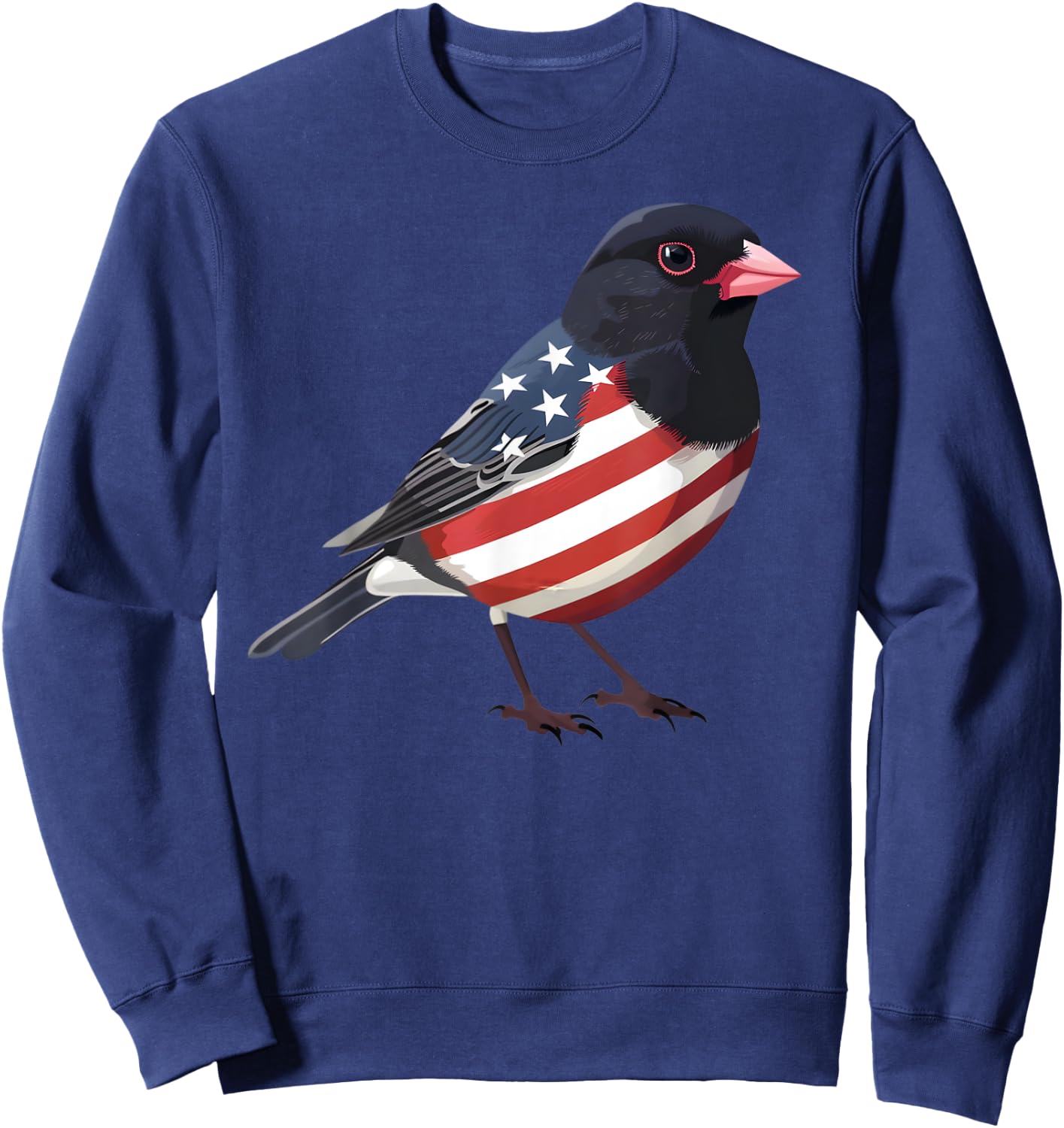 US Flag Dark Eyed Junco Patriotic Bird Face 4th Of July Sweatshirt - Sweatshirt | Navy