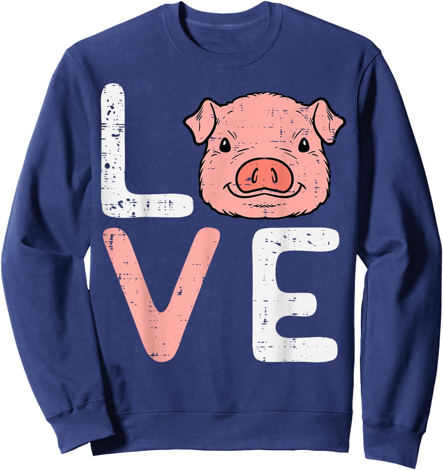 Love Pig Cute Hog Farmer Swine Farm Animal Women Kids Men Sweatshirt - Sweatshirt | Navy