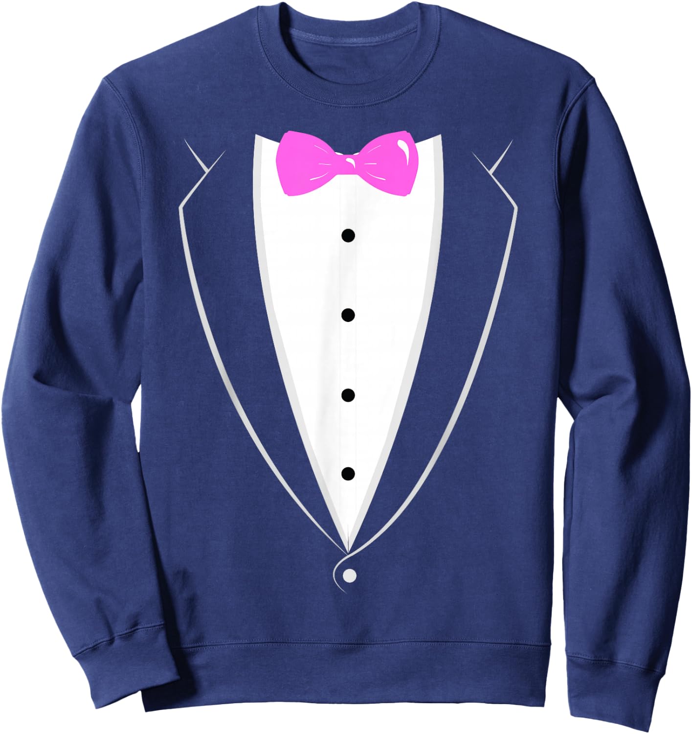 Black and White Tuxedo with Pink Bow tie Novelty T Shirt Sweatshirt - Sweatshirt | Navy