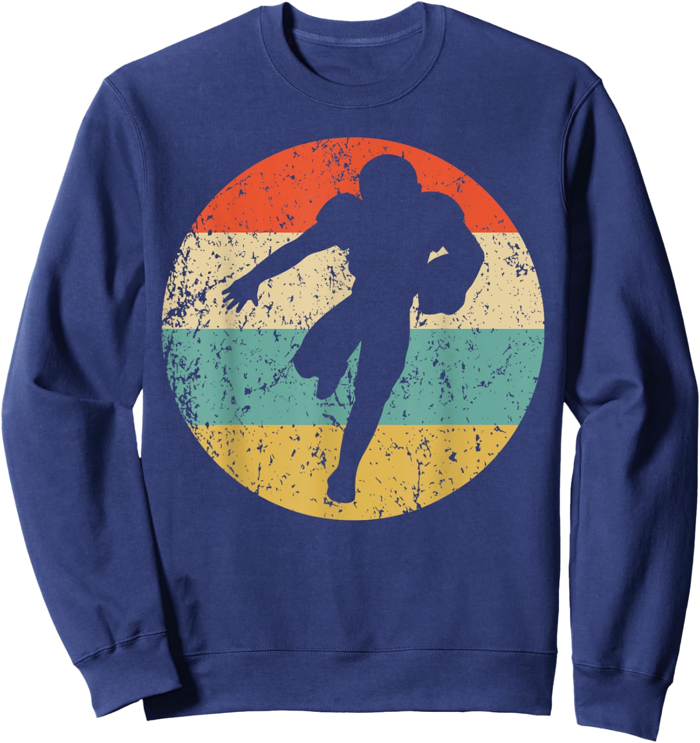 Football Player Running Back Silhouette Retro Sports Sweatshirt - Sweatshirt | Navy