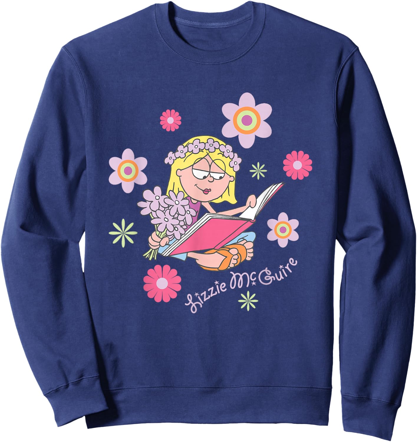Disney Lizzy McGuire Groovy Hippie Lizzie Big Chest Poster Sweatshirt - Sweatshirt | Navy