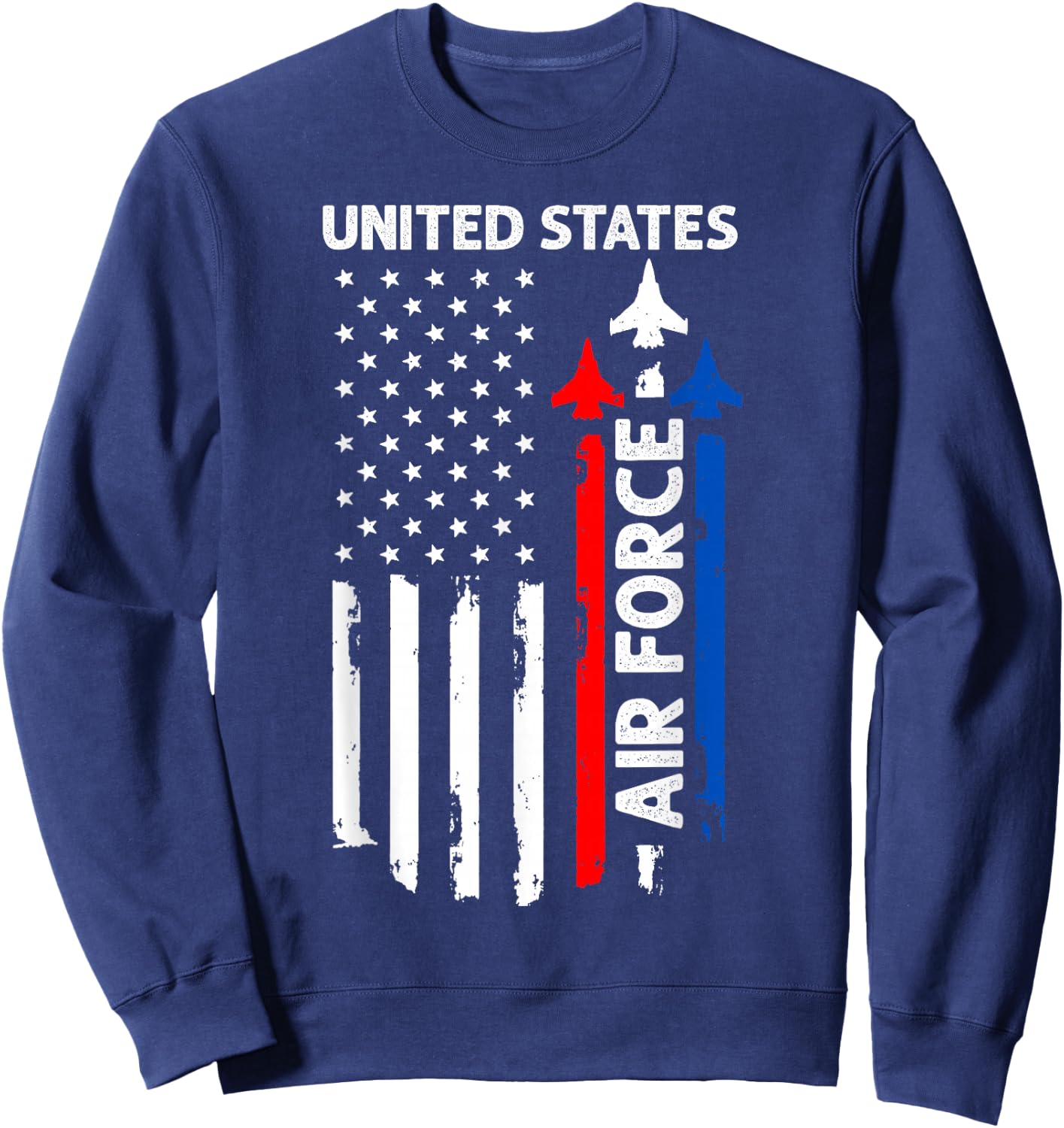 United States Air Force American USA Flag July 4th Patriotic Sweatshirt - Sweatshirt | Navy