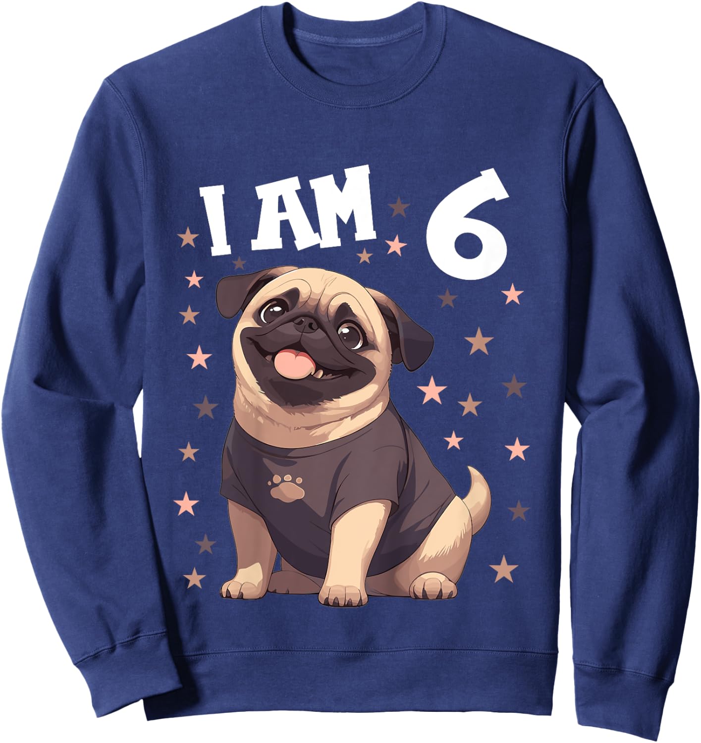 Kids 6 Years old 6th birthday Pugs Pug Sweatshirt - Sweatshirt | Navy