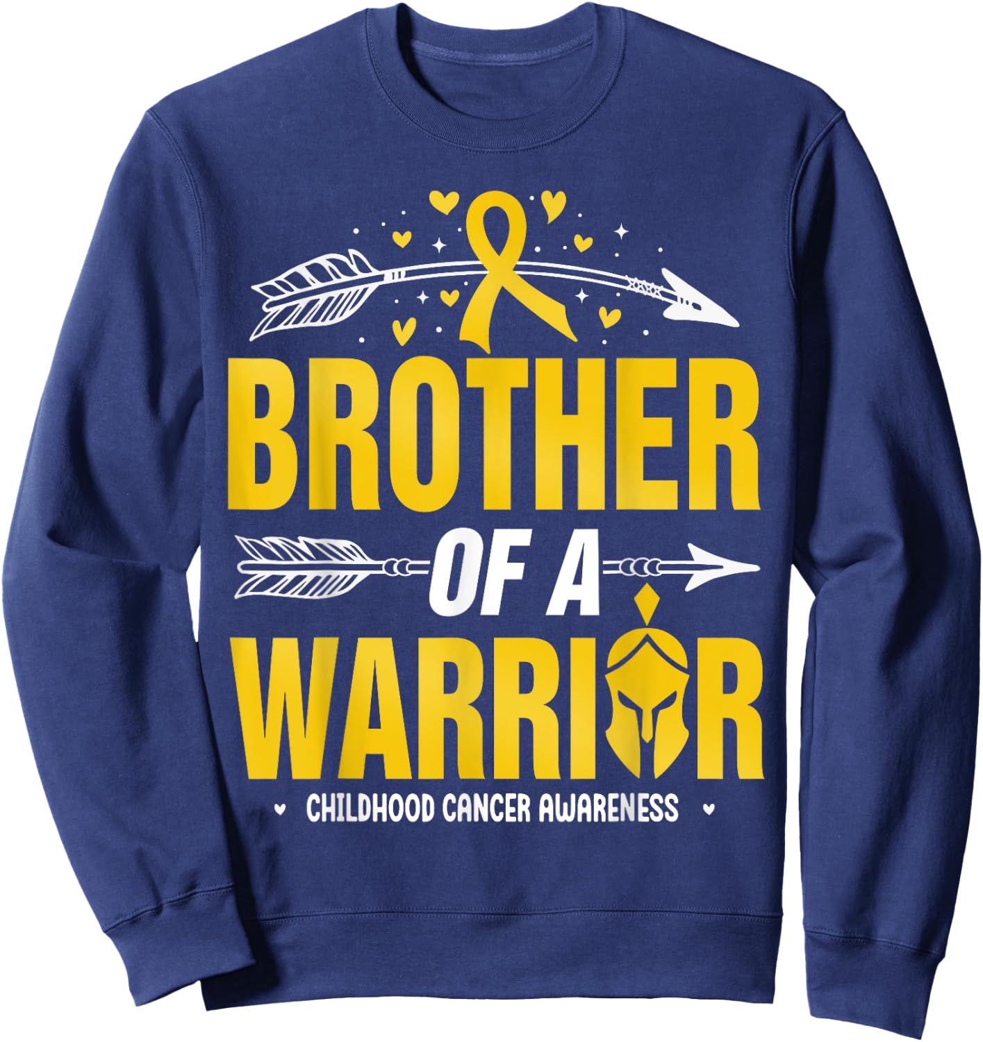 Childhood Cancer Awareness Brother Of A Warrior Gold Ribbon Sweatshirt - Sweatshirt | Navy