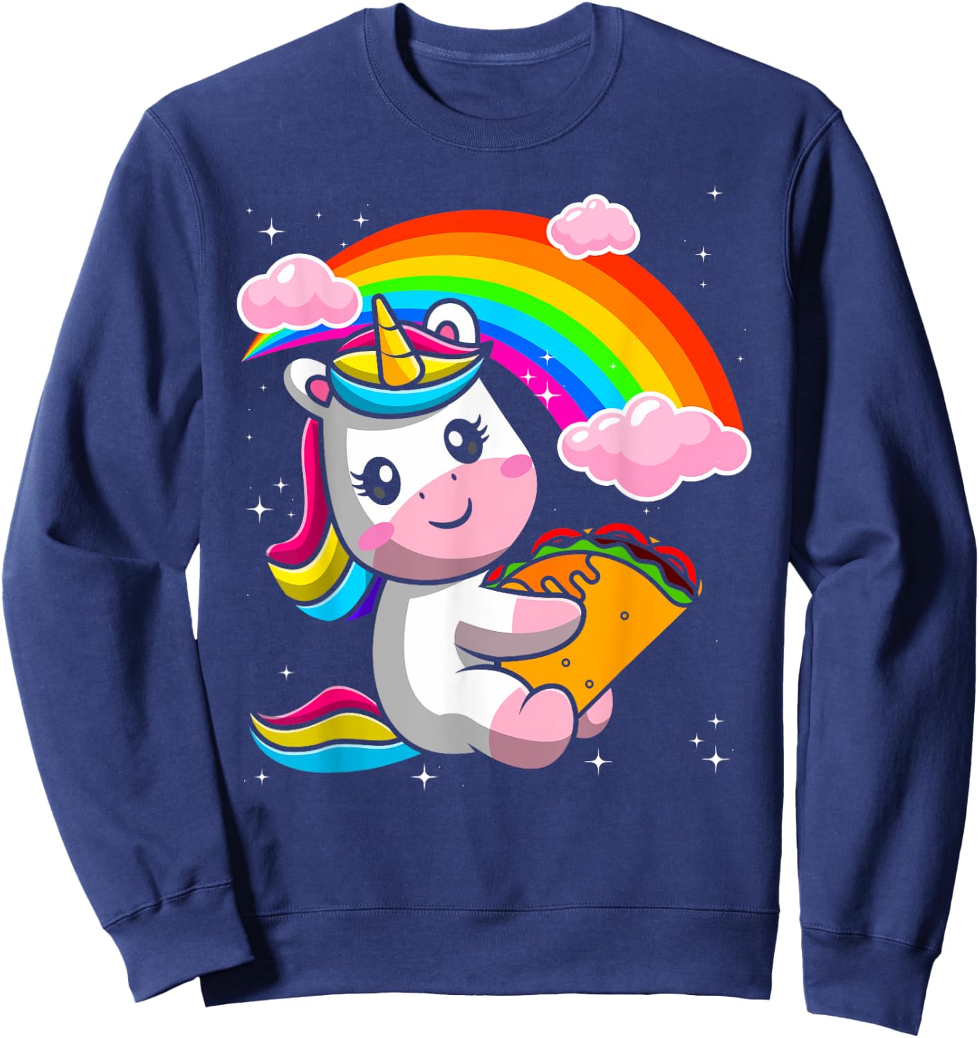 Unicorn Taco Rainbow Fiesta Cinco De Mayo Toddler Girls Kids Sweatshirt - Sweatshirt | Navy