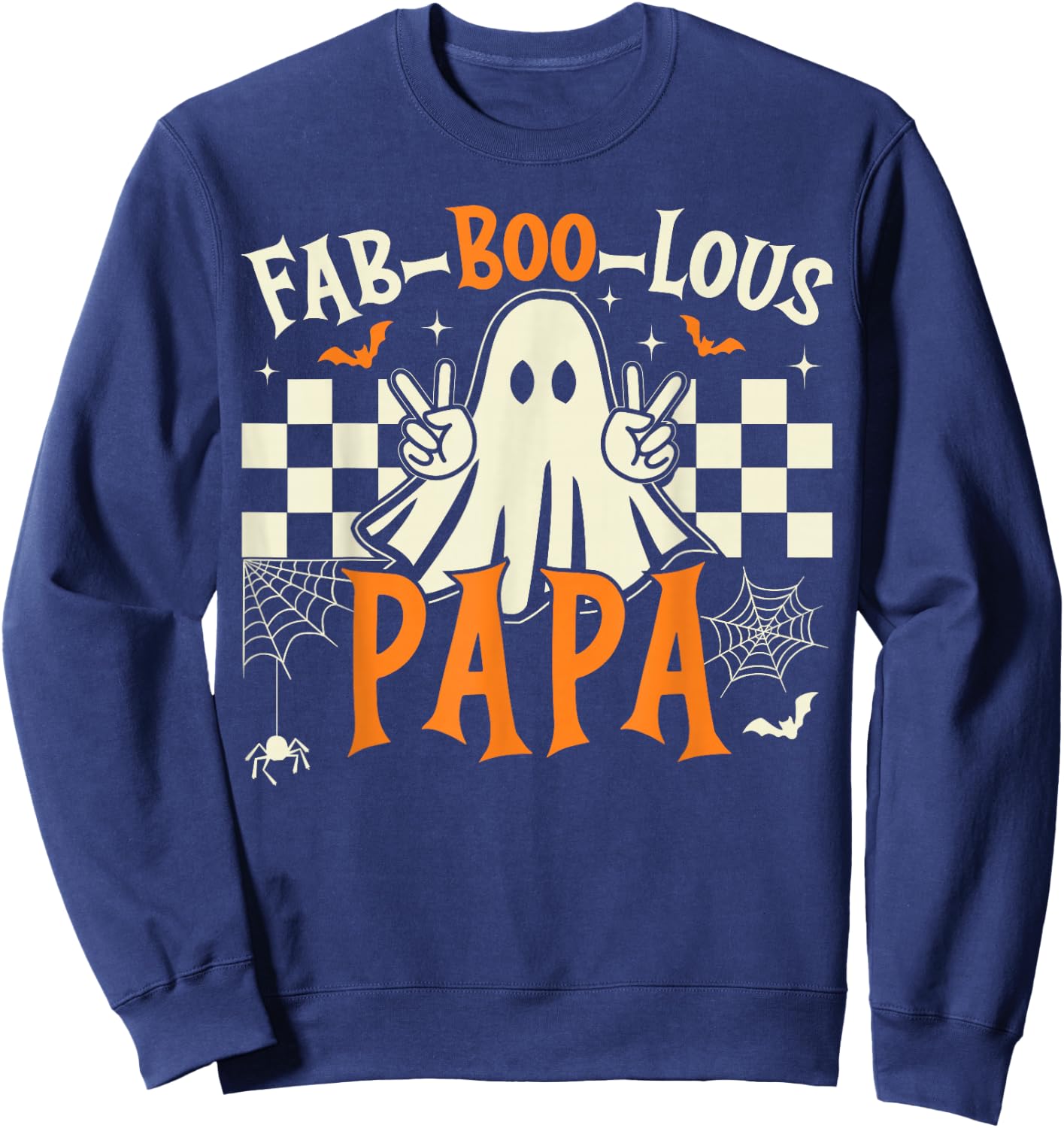 Fab Boo Lous Papa Retro Ghost Spooky Papa Halloween Costume Sweatshirt - Sweatshirt | Navy
