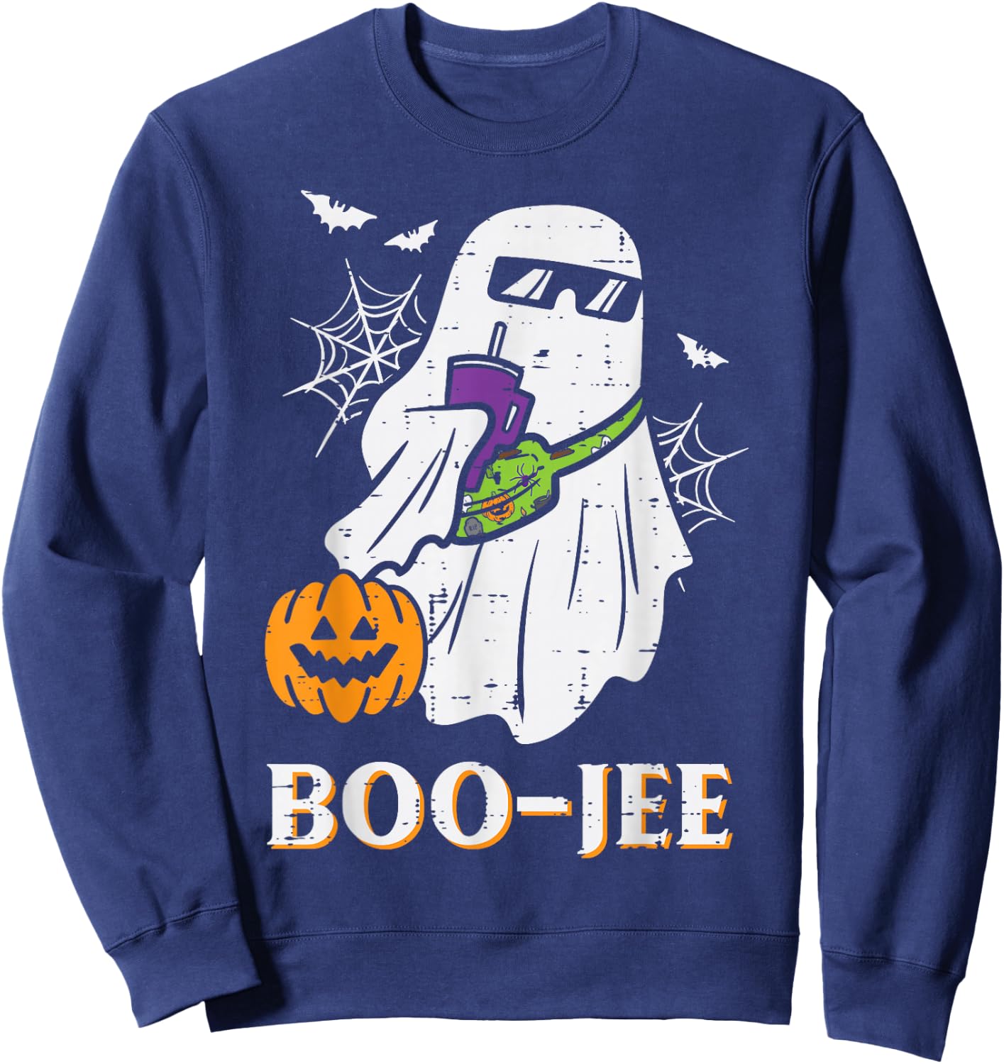 Halloween Boo Jee Ghost Boujee Bougie Costume Women Kids Men Sweatshirt - Sweatshirt | Navy