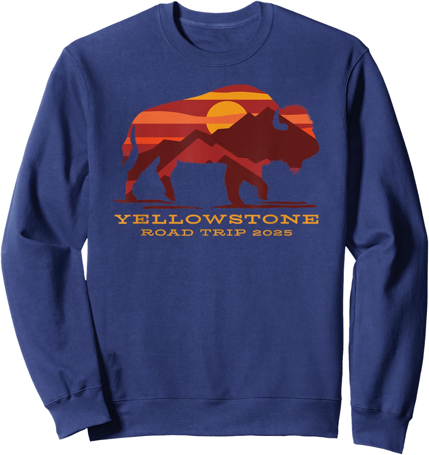 Yellowstone National Park Family Road Trip 2025 Matching Sweatshirt - Sweatshirt | Navy