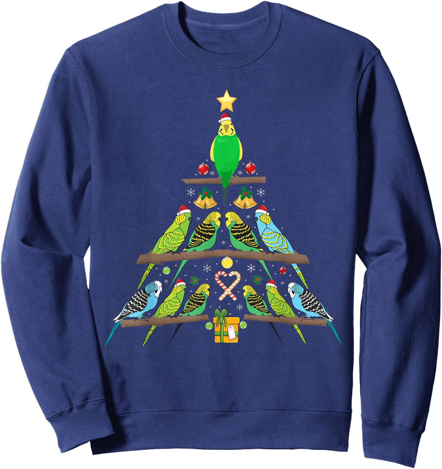 Budgie Christmas Tree Bird Christmas Sweatshirt - Sweatshirt | Navy