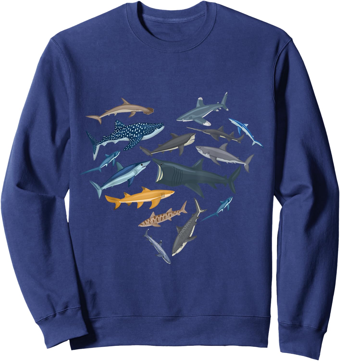 Shark Heart Sea Animal Underwater Shark Lover Sweatshirt - Sweatshirt | Navy