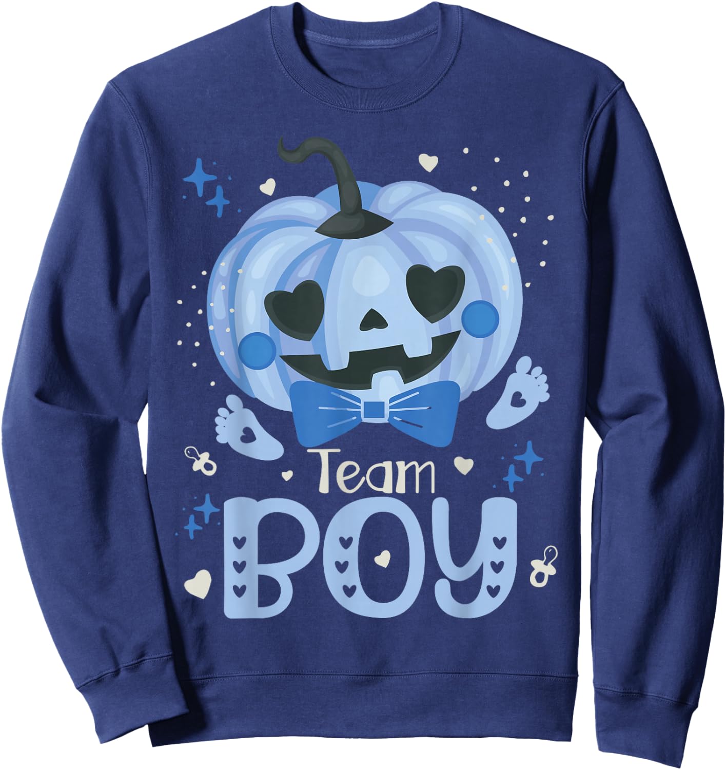 Team Boy Pumpkin Halloween Baby Gender Reveal Party Blue Sweatshirt - Sweatshirt | Navy
