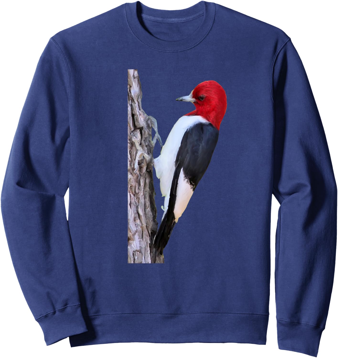Bird Red-headed Woodpecker Bird Ornithology Sweatshirt - Sweatshirt | Navy