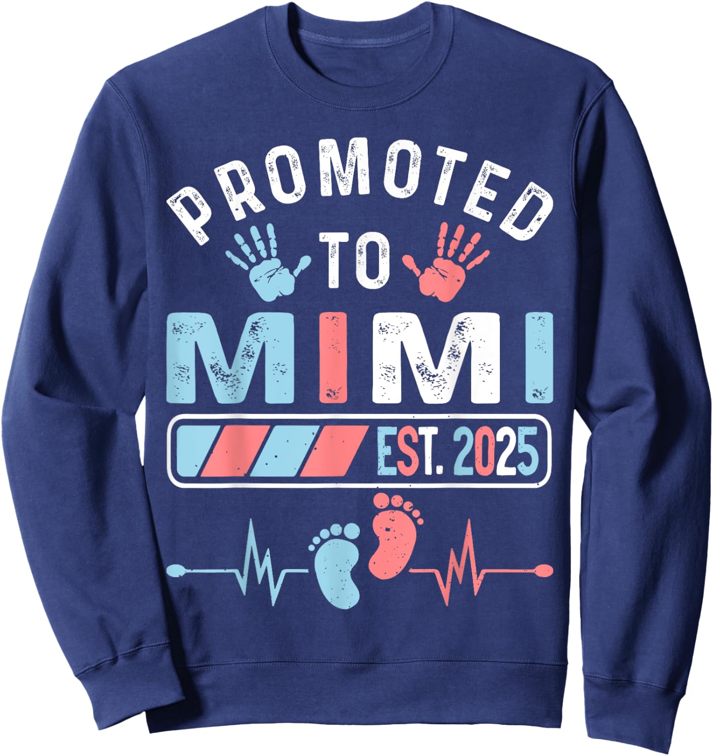 Promoted To Mimi Est. 2025 Baby Shower Gender Reveal Sweatshirt - Sweatshirt | Navy