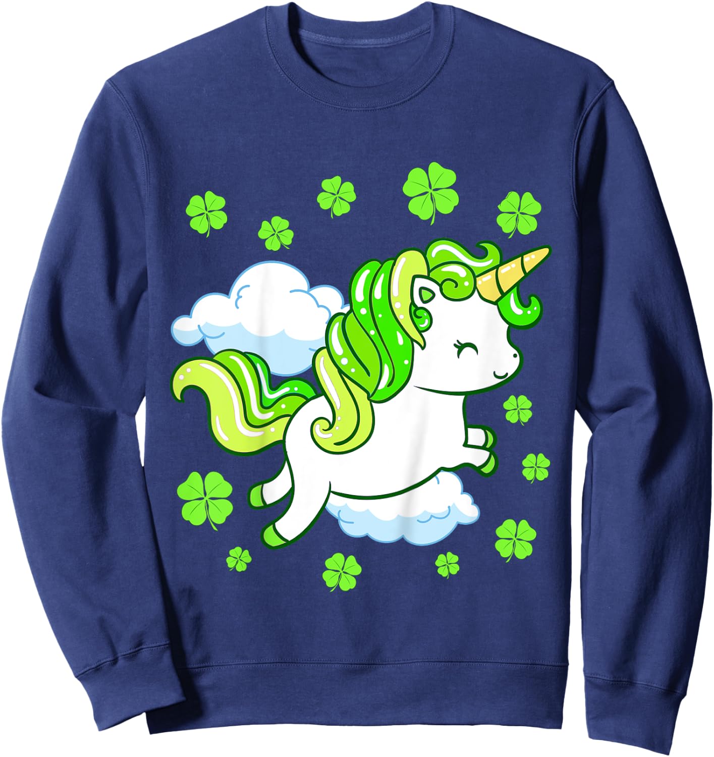 Kids St Patricks Day Unicorn Girls Toddler Shamrock Sweatshirt - Sweatshirt | Navy