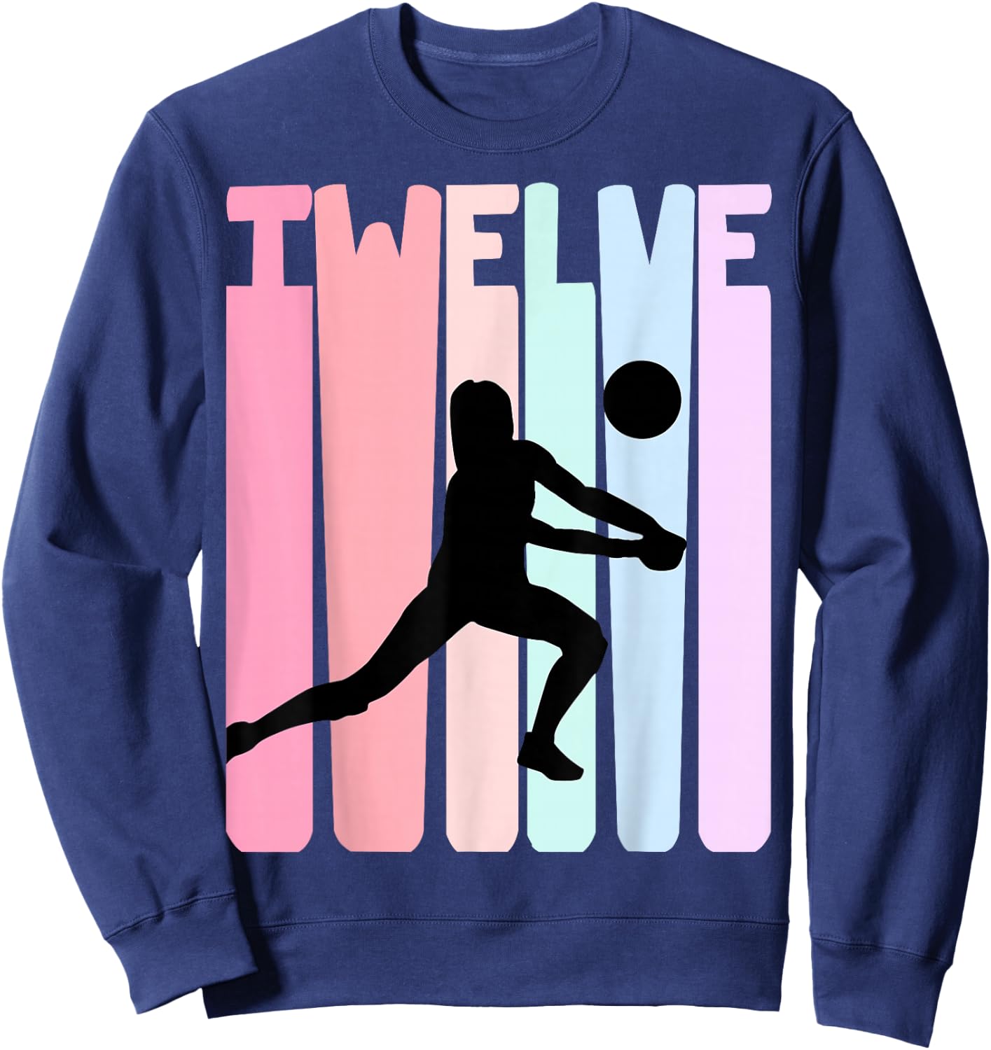 12th Birthday Retro Volleyball Girl Player 12 Years Old Kids Sweatshirt - Sweatshirt | Navy