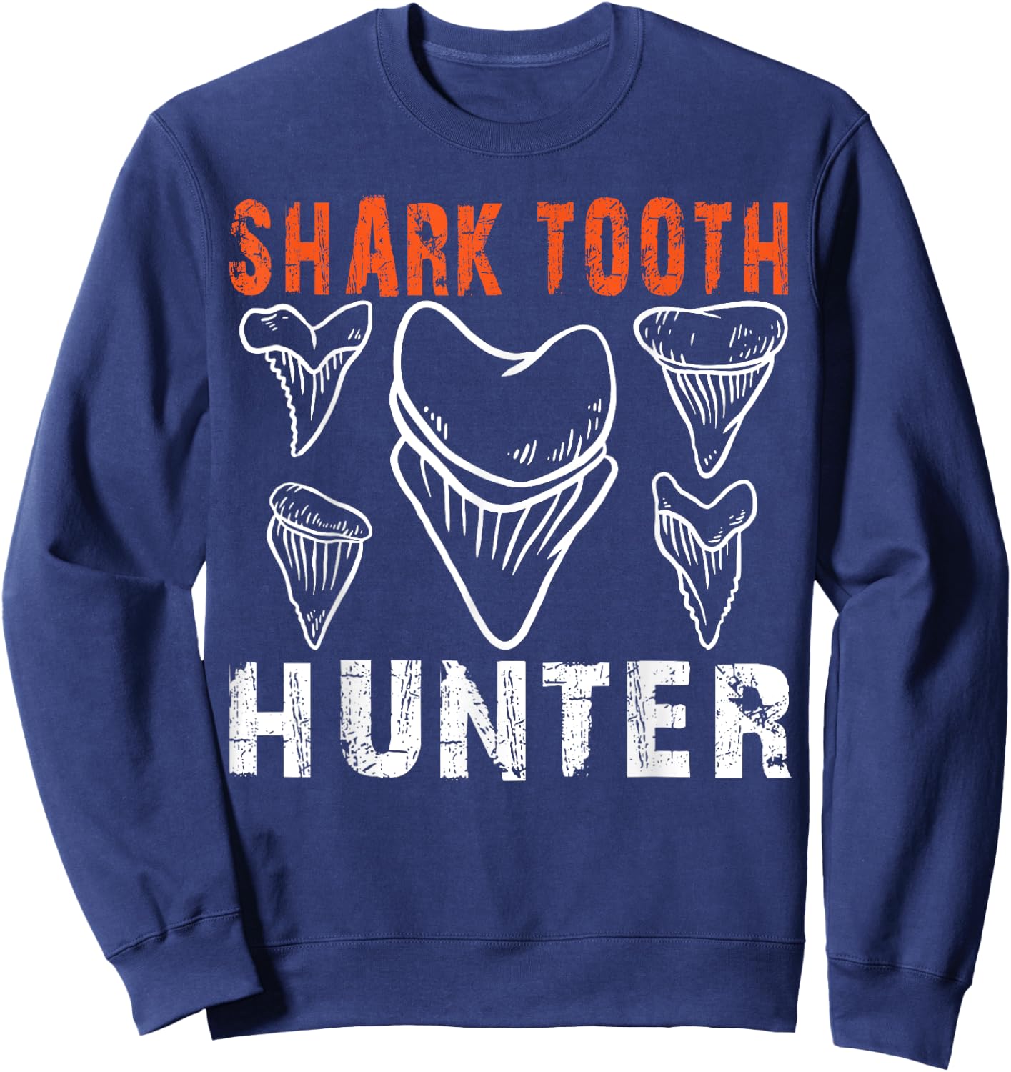 Shark Tooth Hunter Collector Jar Shark Teeth Hunting Sweatshirt - Sweatshirt | Navy