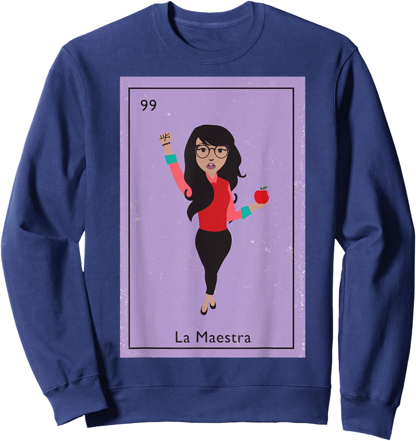 La Maestra Mexican Bingo Card Teacher Lottery Card Sweatshirt - Sweatshirt | Navy