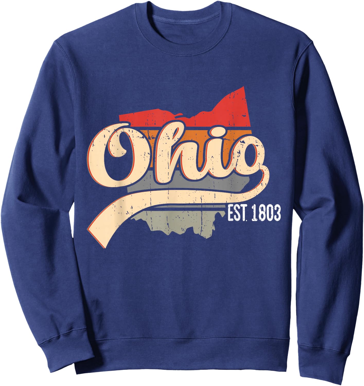 Ohio Home State OH Sunburst Vintage Retro Design Sweatshirt - Sweatshirt | Navy