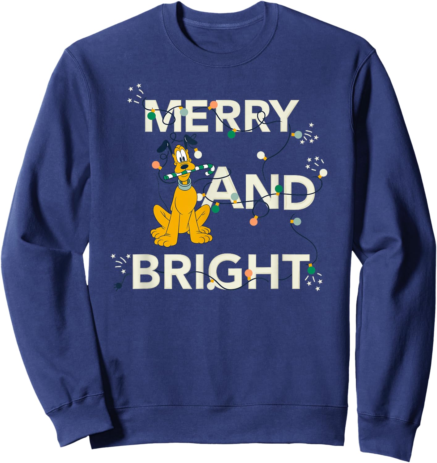 Disney Pluto Merry and Bright Christmas Holiday Sweatshirt - Sweatshirt | Navy