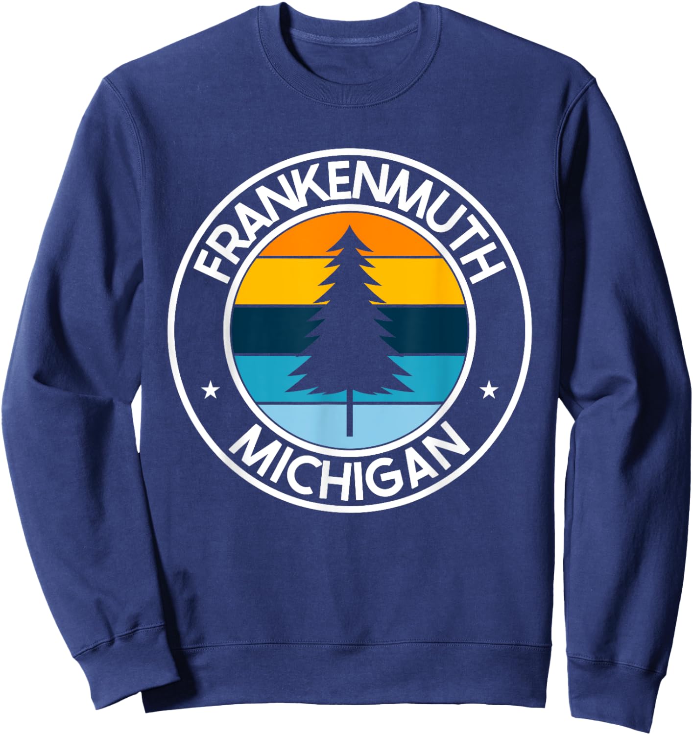 Frankenmuth Michigan MI USA City Pride Retro Sunset Sweatshirt - Sweatshirt | Navy