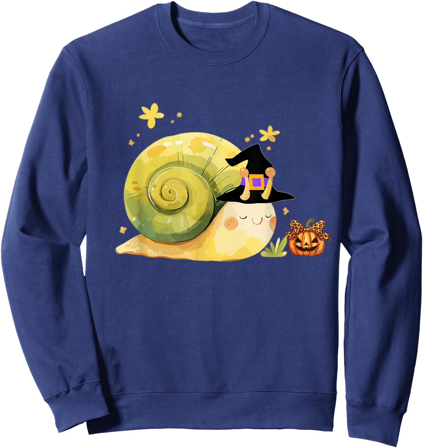Cute Snail Witch Hat Pumpkin Halloween Costume Snails Lover Sweatshirt - Sweatshirt | Navy