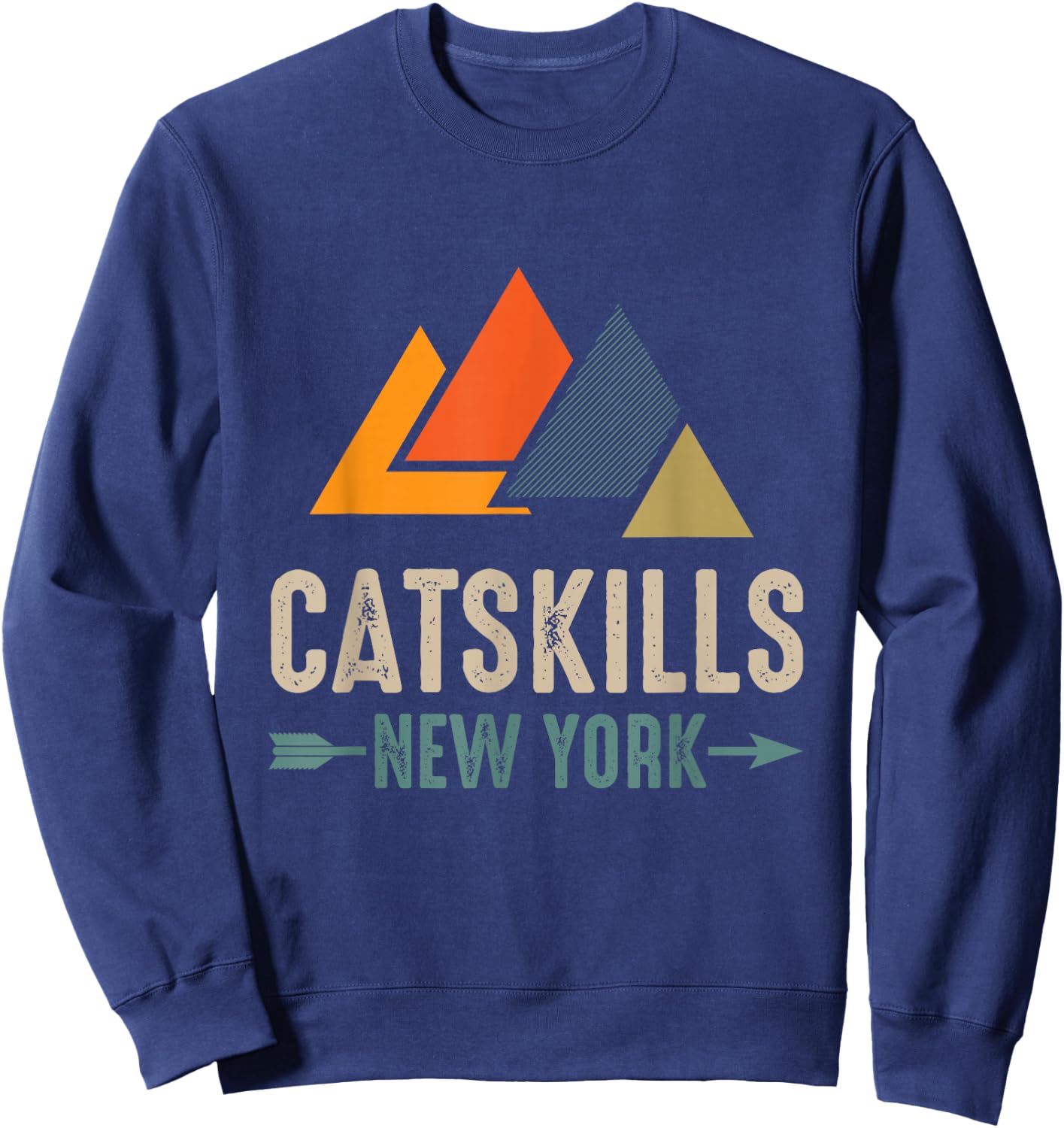 Minimal Geometric Mountains Catskills New York Vintage Retro Sweatshirt - Sweatshirt | Navy