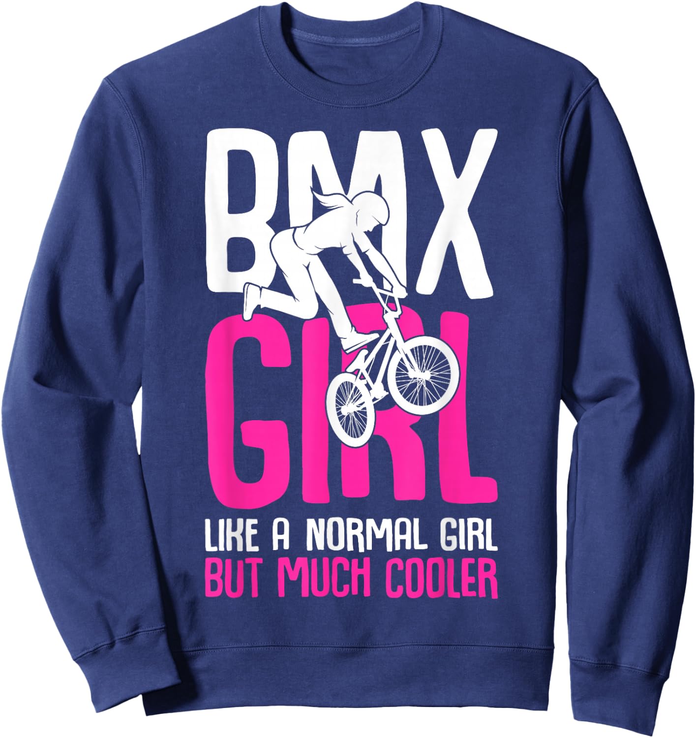BMX Girl Rider Bike Bicycle Stunt Racing Kids Girls Sweatshirt - Sweatshirt | Navy