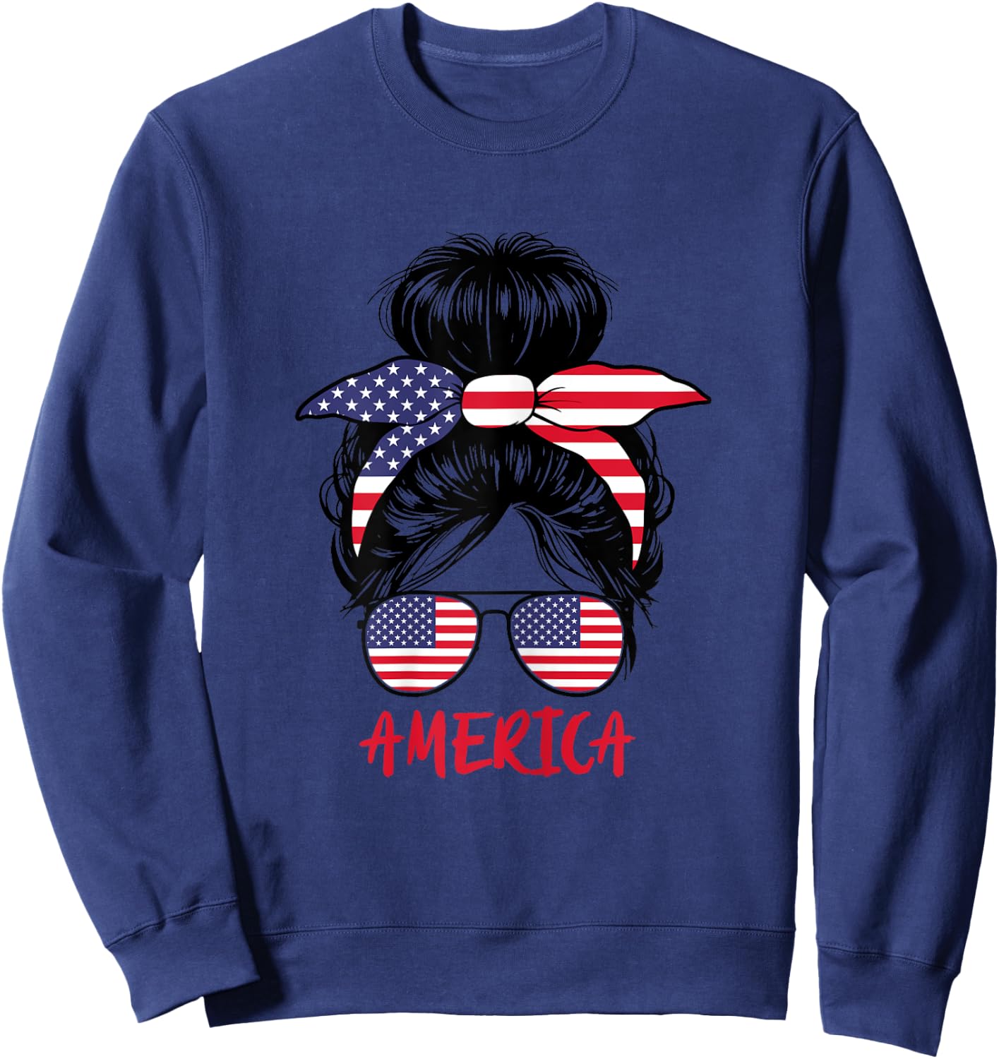 American Girl United States Woman Proud America Flag Sweatshirt - Sweatshirt | Navy
