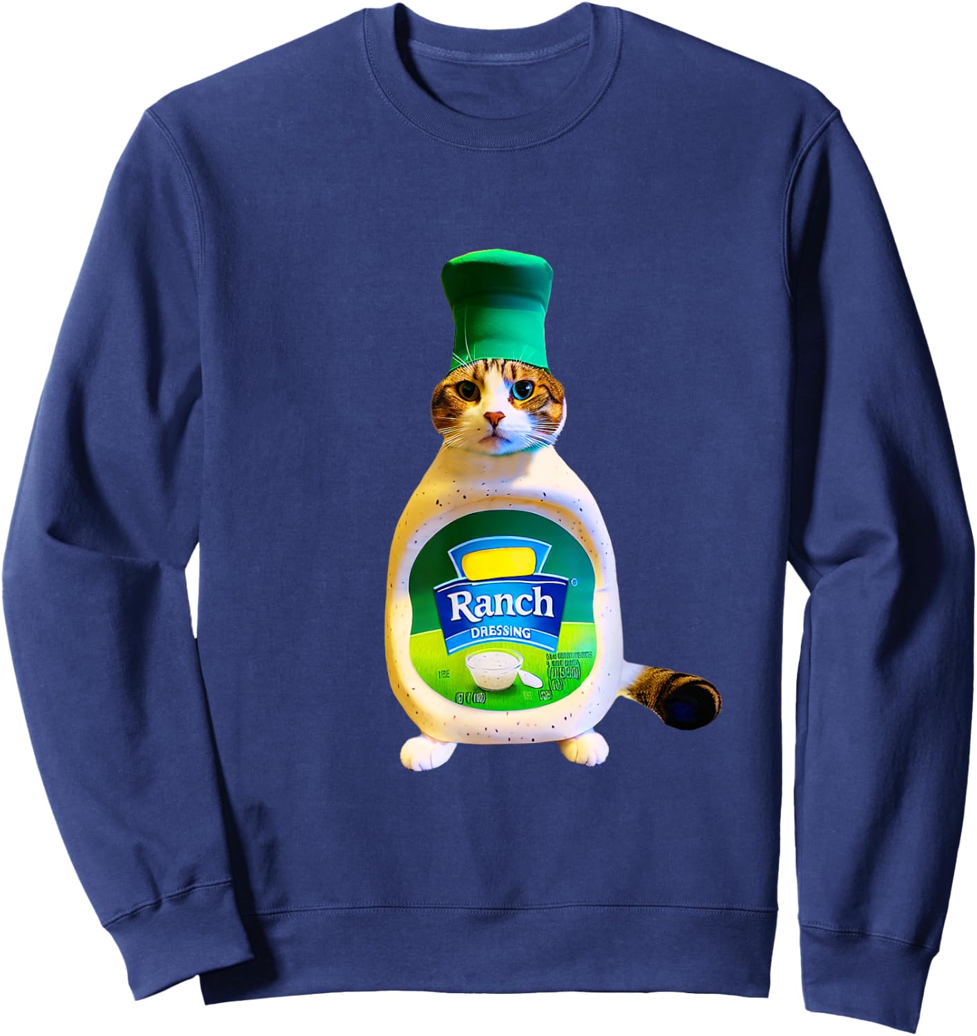 Ranch Dressing Cat Gift Funny Ranch Dressing Sauce Humor Women Girls Kids Sweatshirt - Sweatshirt | Navy